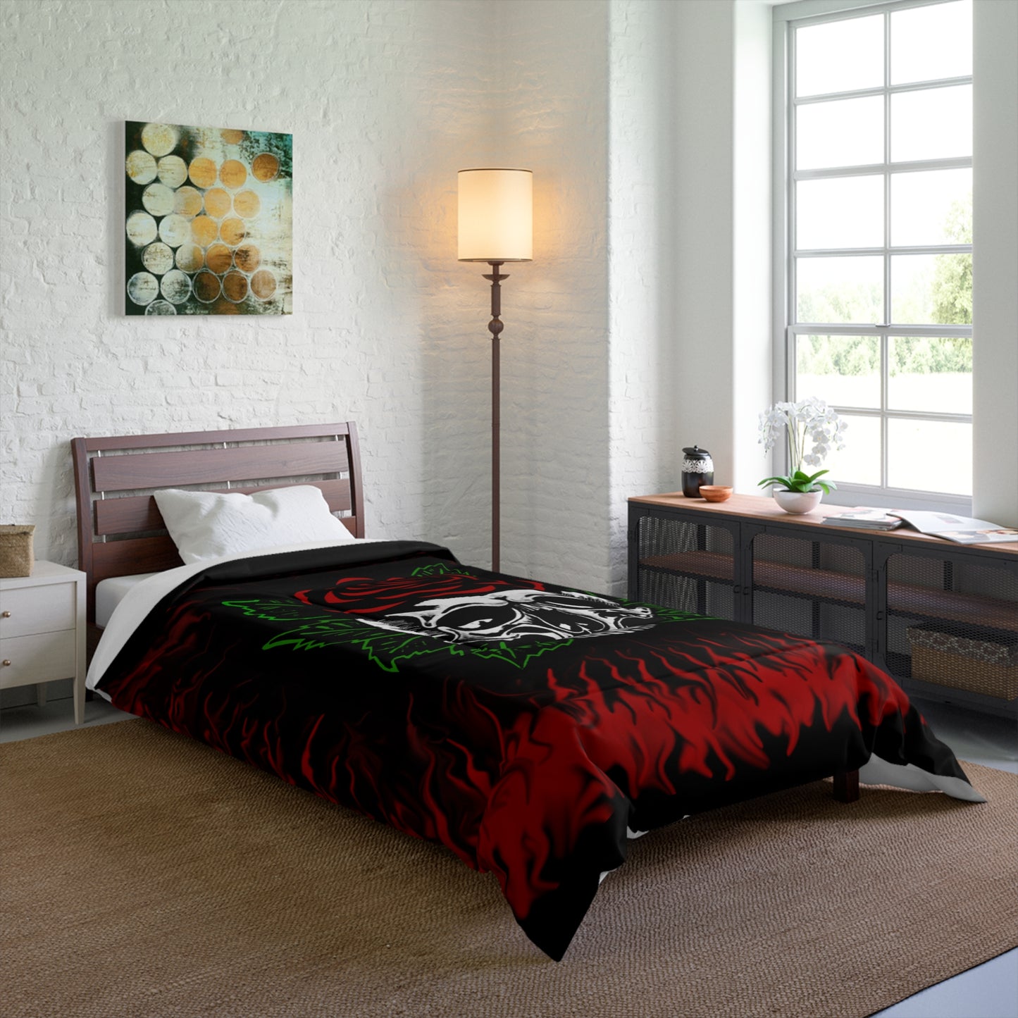 Red Rose Skull Comforter