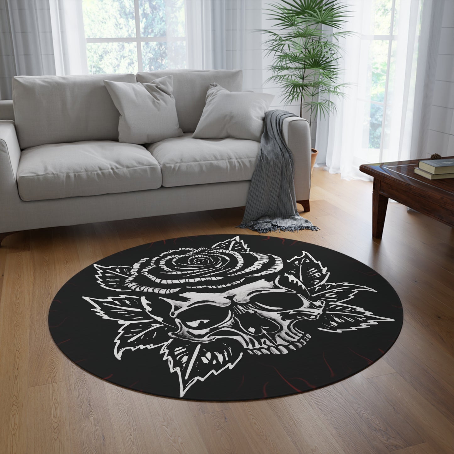 Rose Skull Round Rug