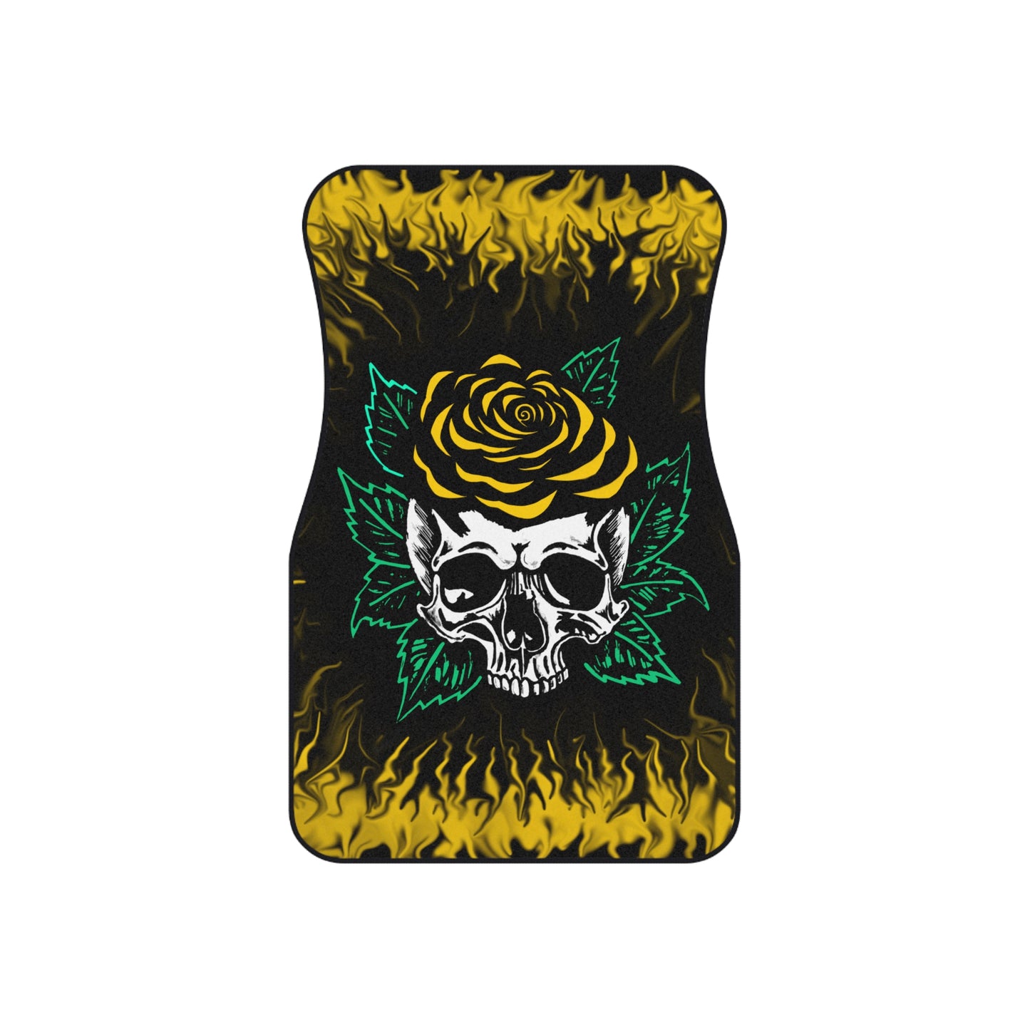 Gold Rose Skull Car Mats (2x Front)