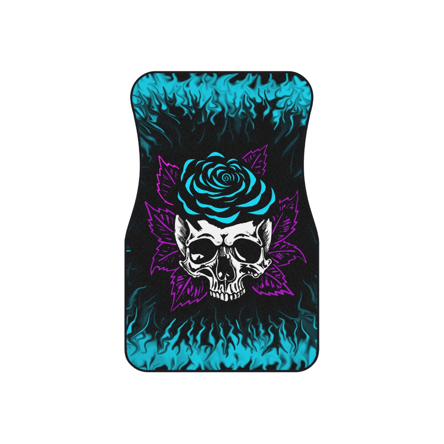 Aqua Rose Skull Car Mats (2x Front)