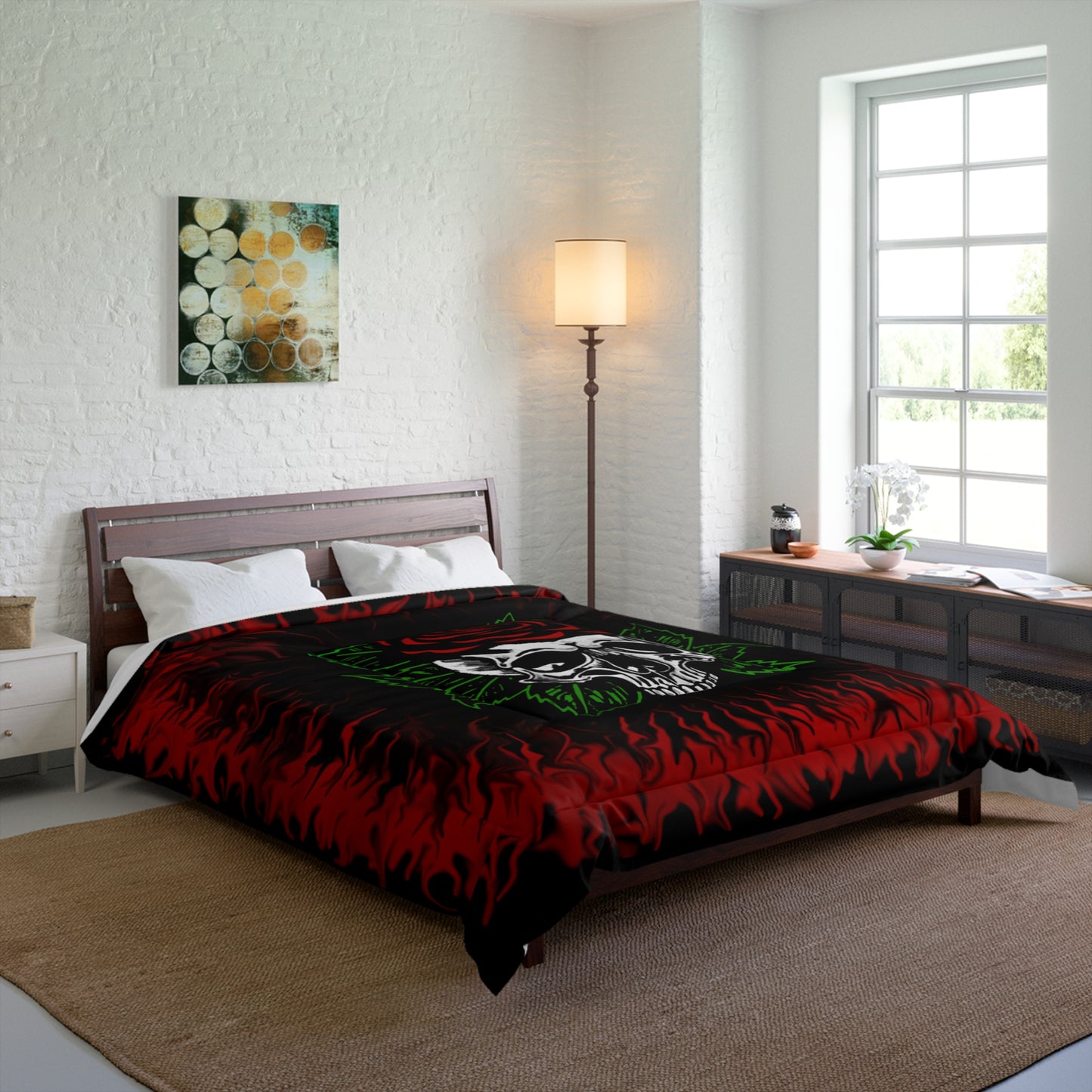 Red Rose Skull Comforter