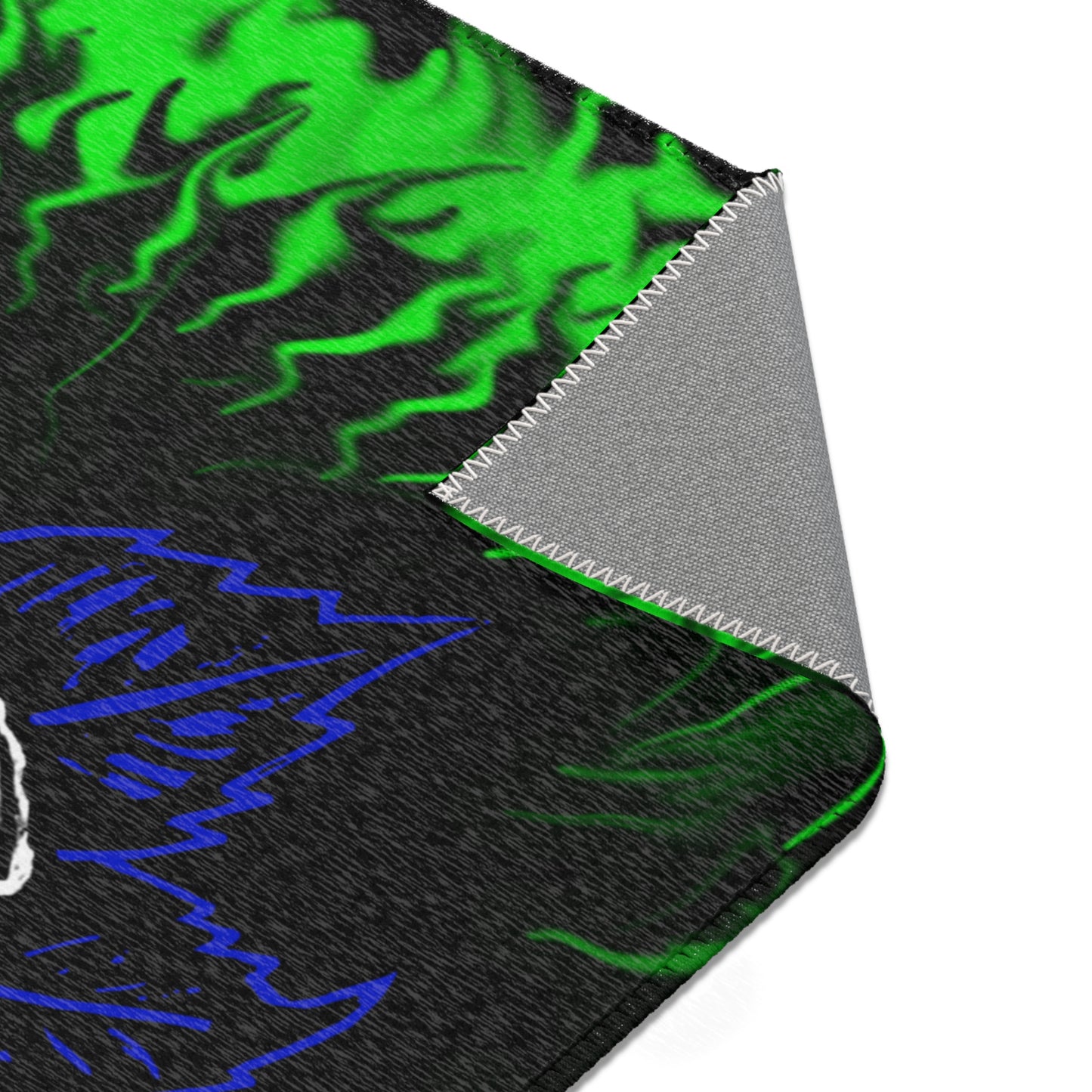 Green Rose Skull Area Rugs