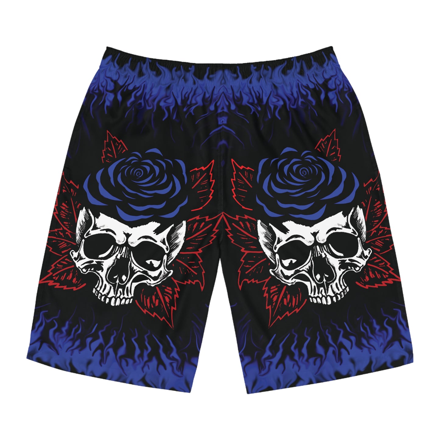 Blue Rose Skull Men's Board Shorts (AOP)