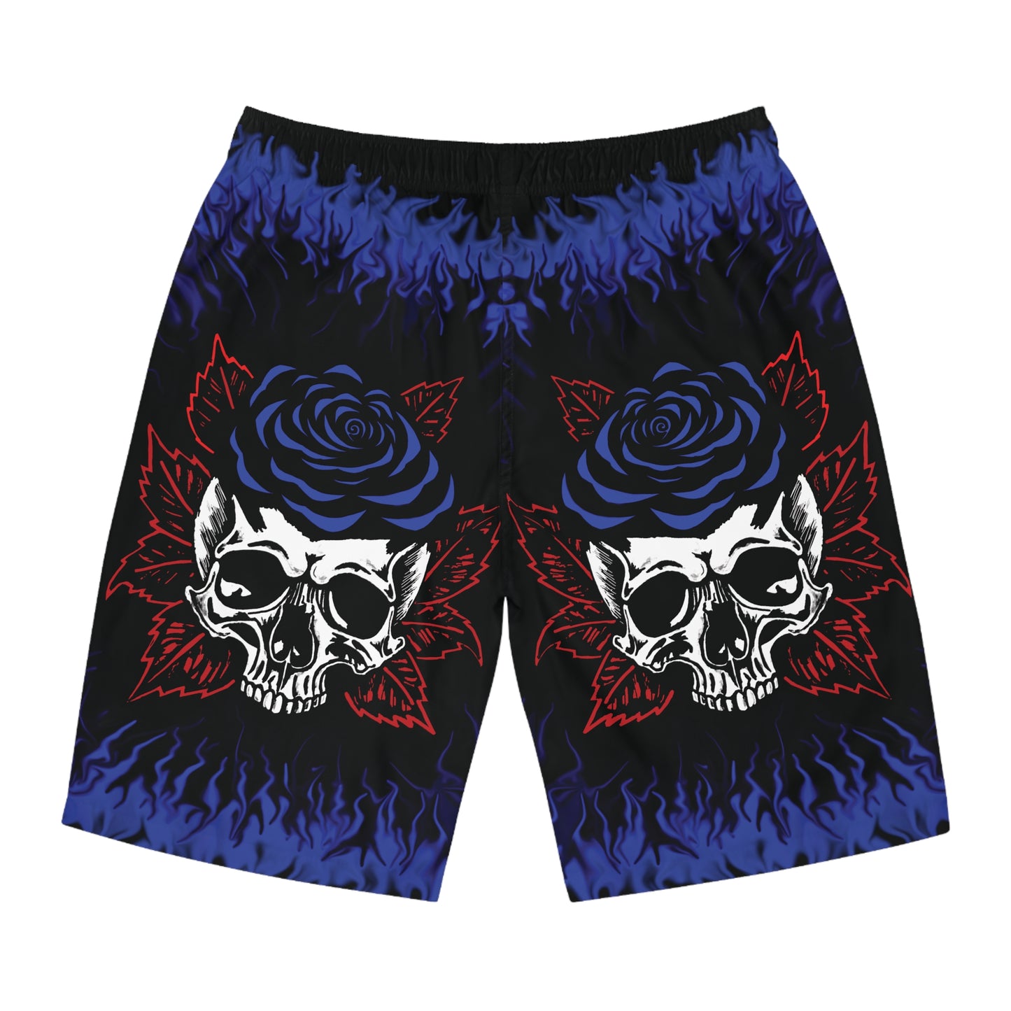 Blue Rose Skull Men's Board Shorts (AOP)