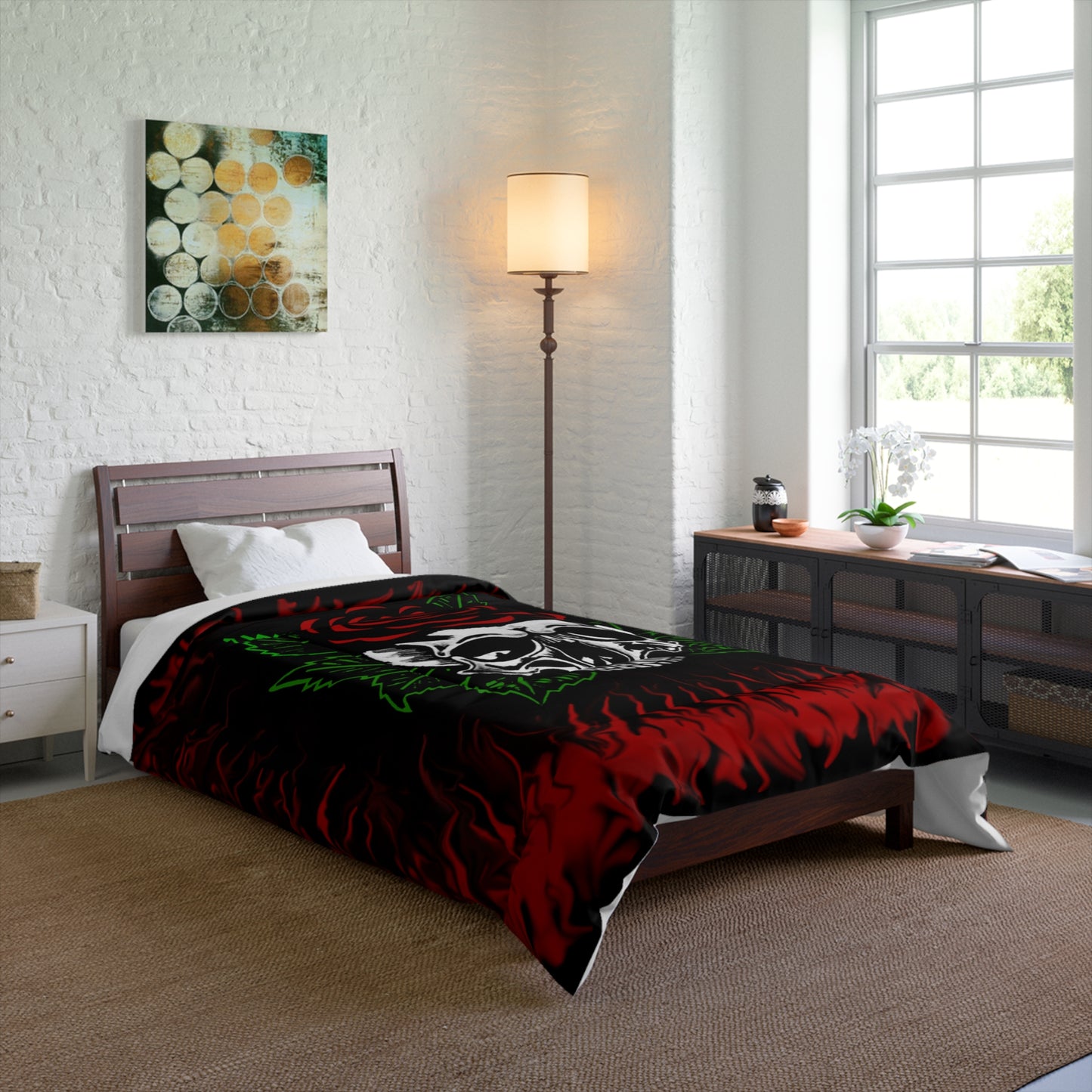 Red Rose Skull Comforter