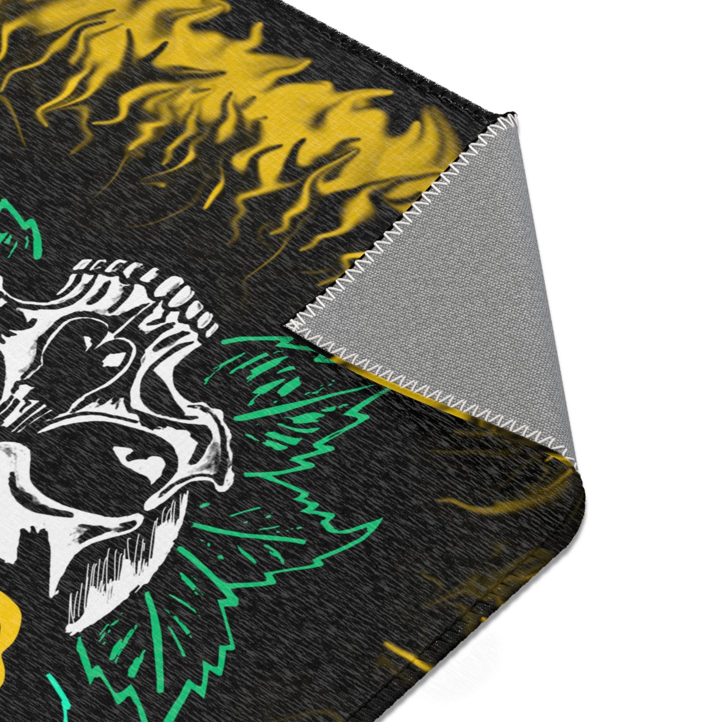 Gold Rose Skull Area Rugs
