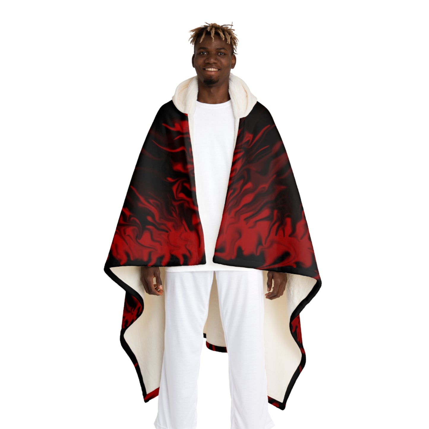 Red Rose Skull Hooded Sherpa Fleece Blanket