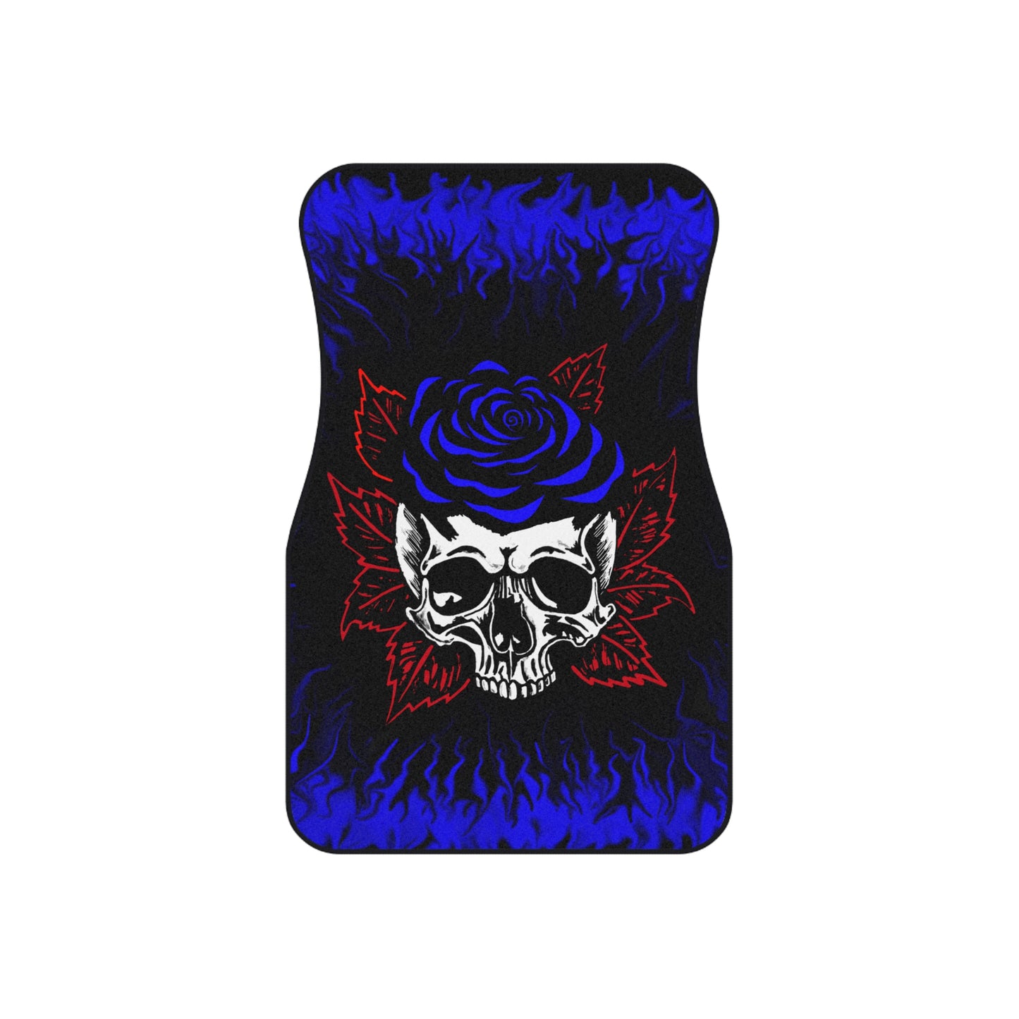 Blue Rose Skull Car Mats (2x Front)