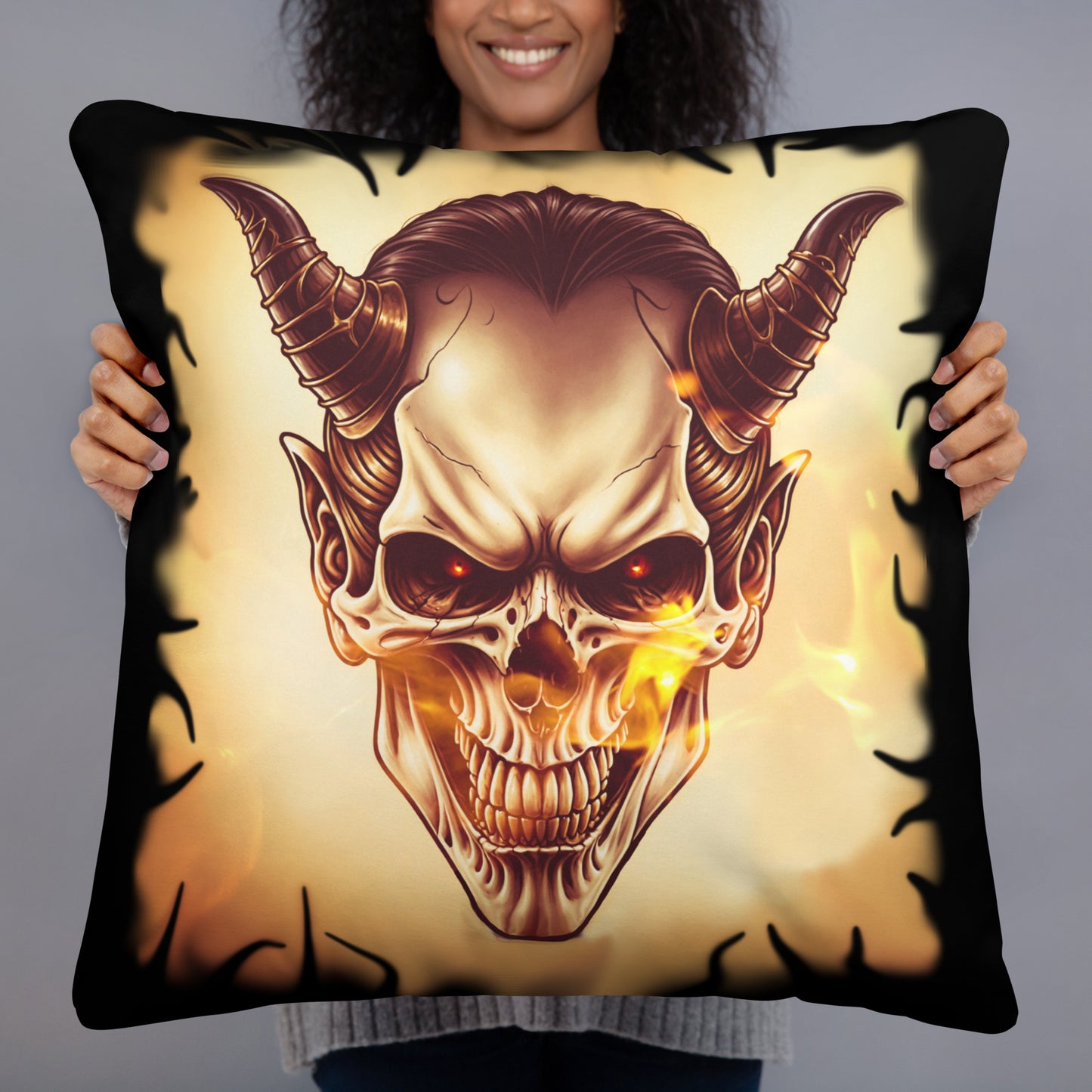 Devil's smile Basic Pillow