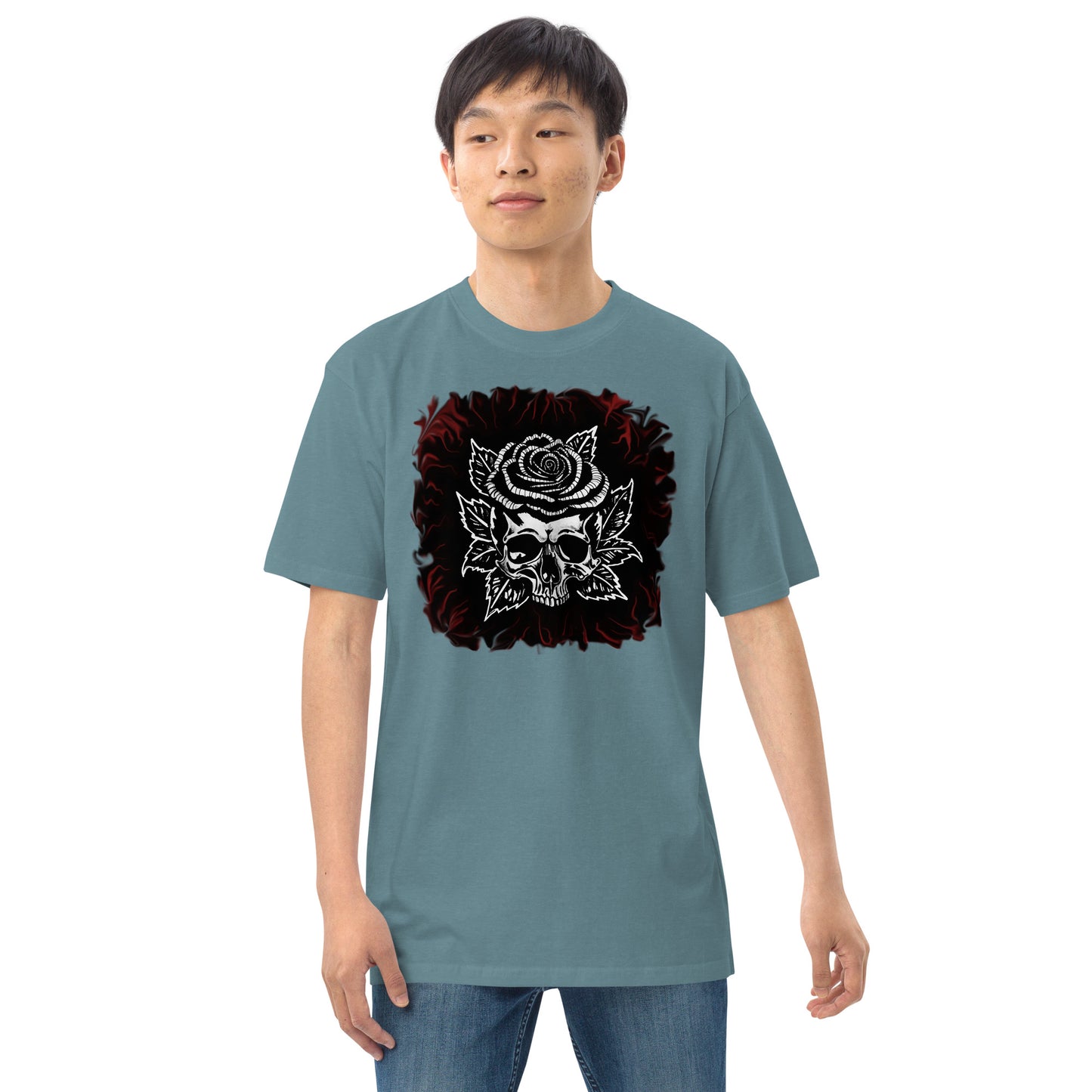 Dark Rose skull Men’s premium heavyweight tee
