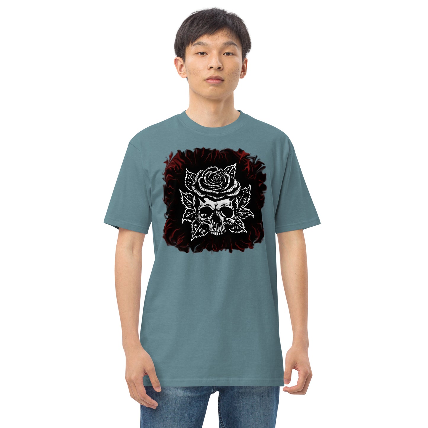 Dark Rose skull Men’s premium heavyweight tee