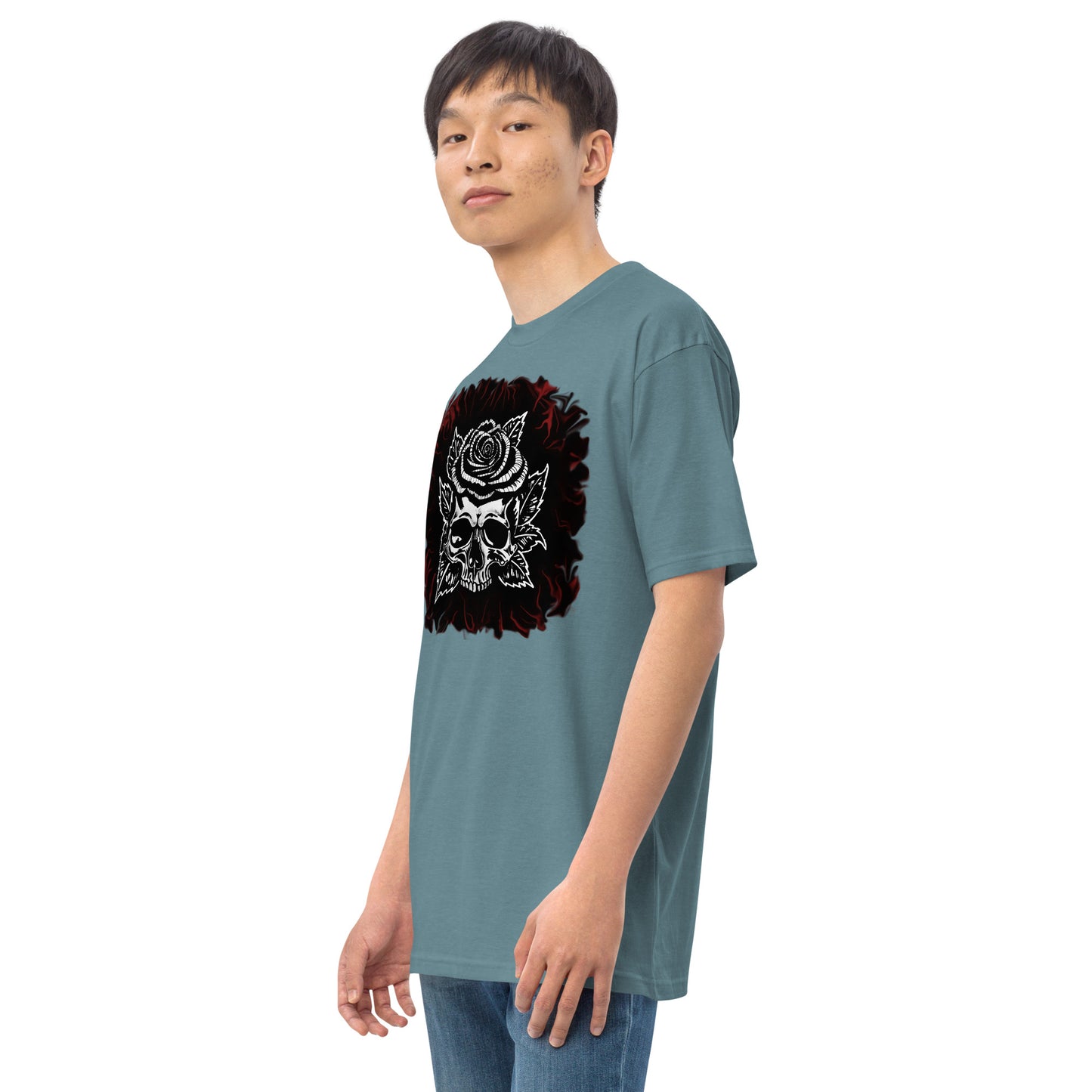 Dark Rose skull Men’s premium heavyweight tee