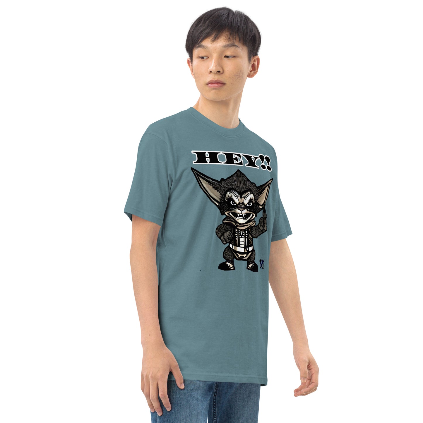 Hey! Men’s premium heavyweight tee