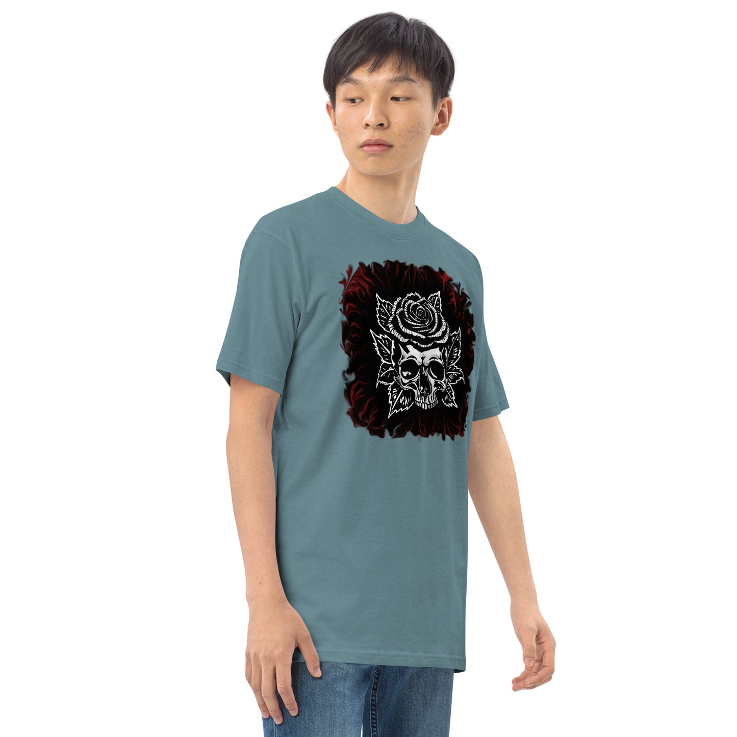 Dark Rose skull Men’s premium heavyweight tee