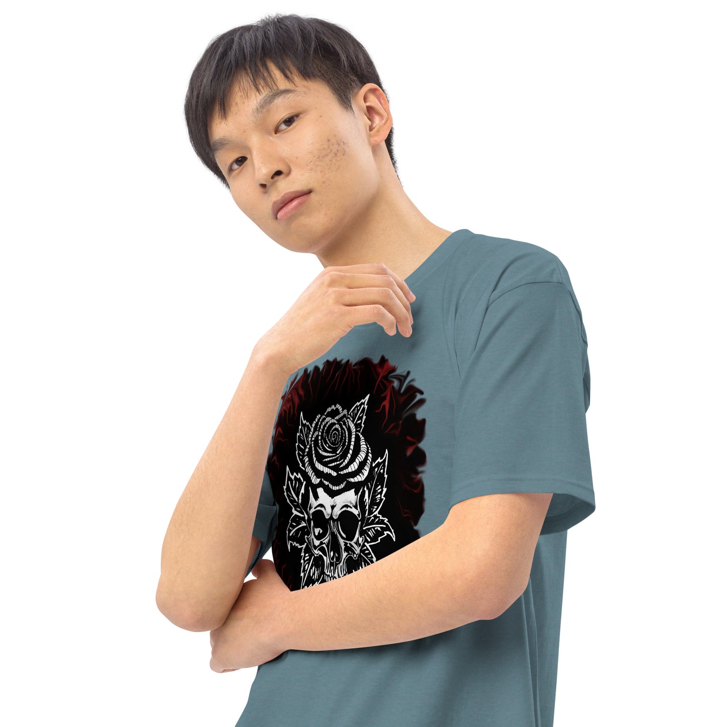 Dark Rose skull Men’s premium heavyweight tee