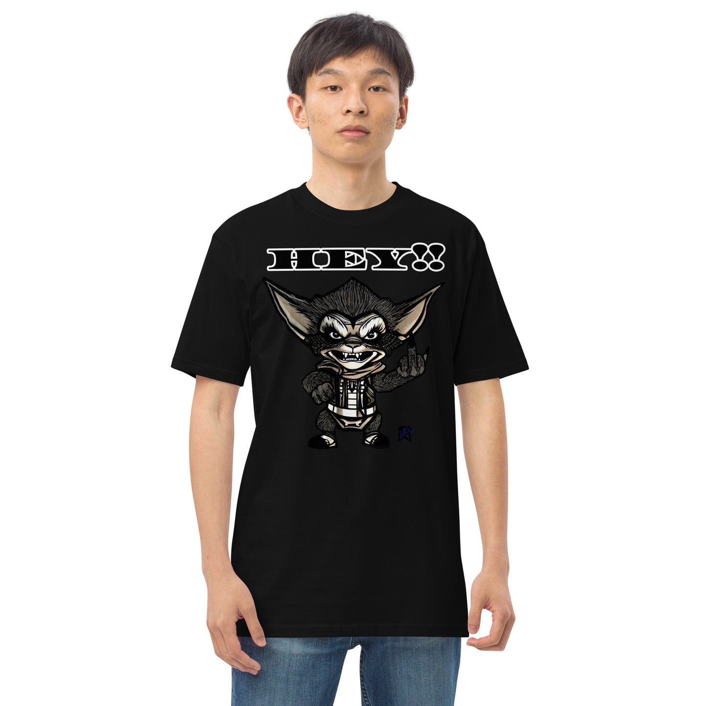 Hey! Men’s premium heavyweight tee