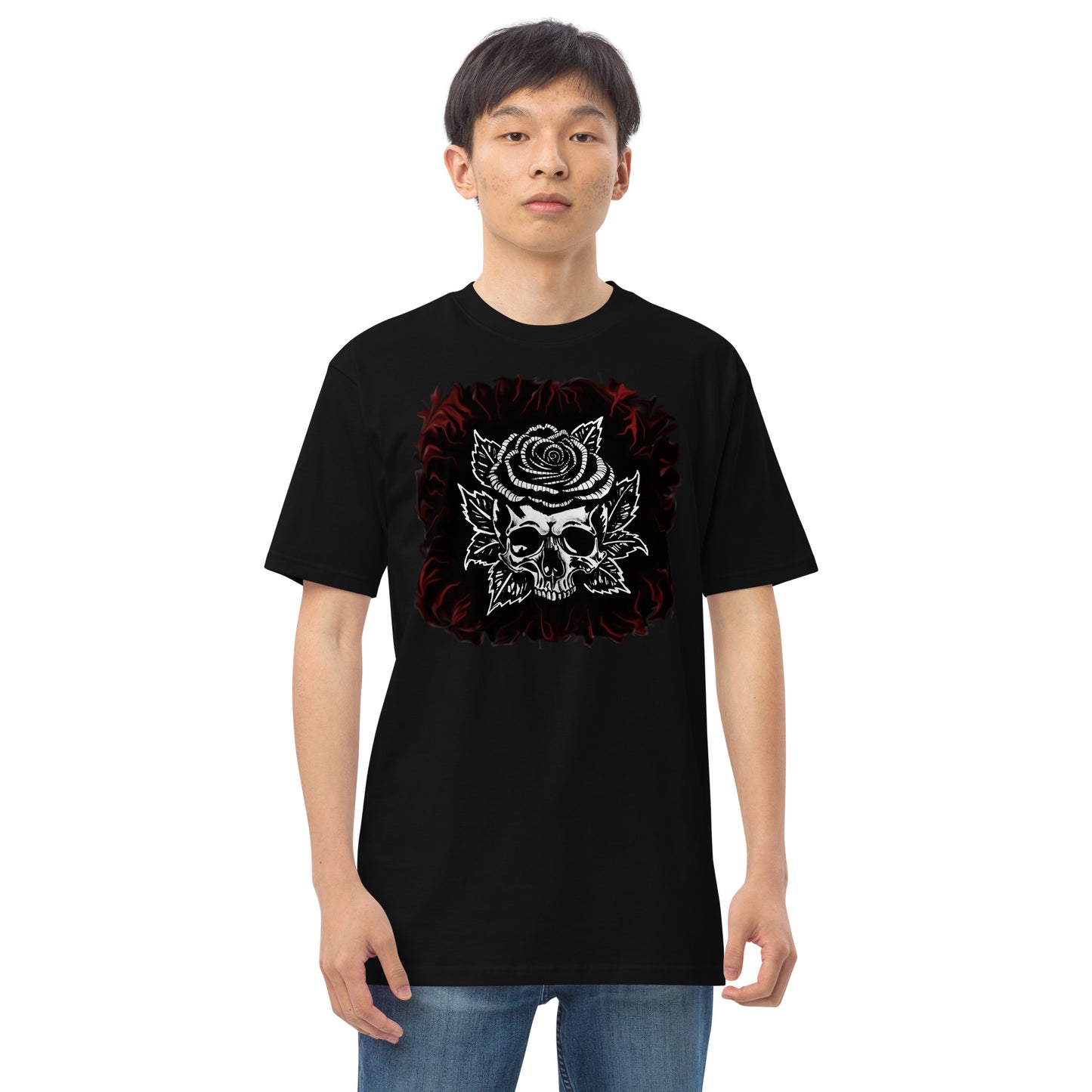 Dark Rose skull Men’s premium heavyweight tee