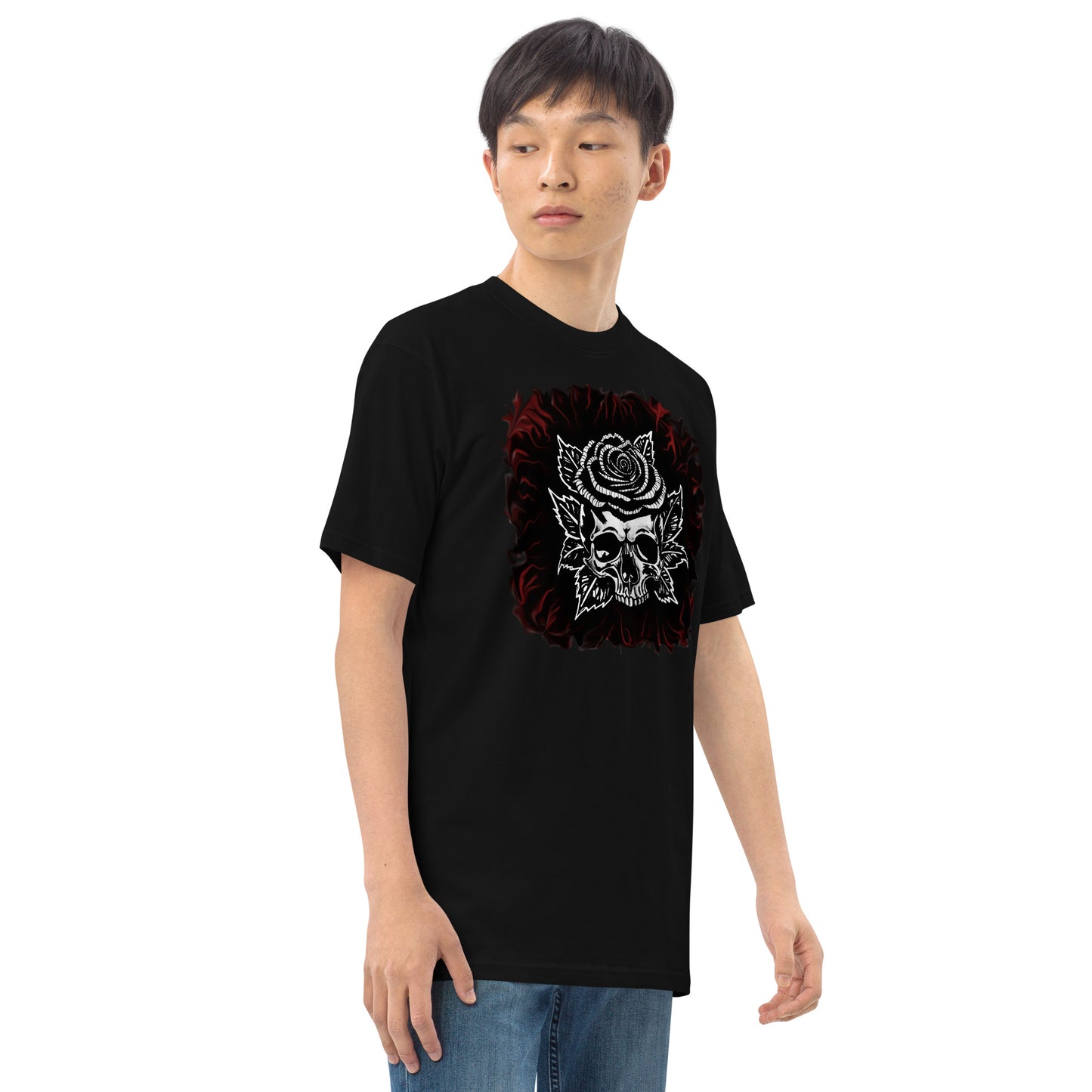 Dark Rose skull Men’s premium heavyweight tee