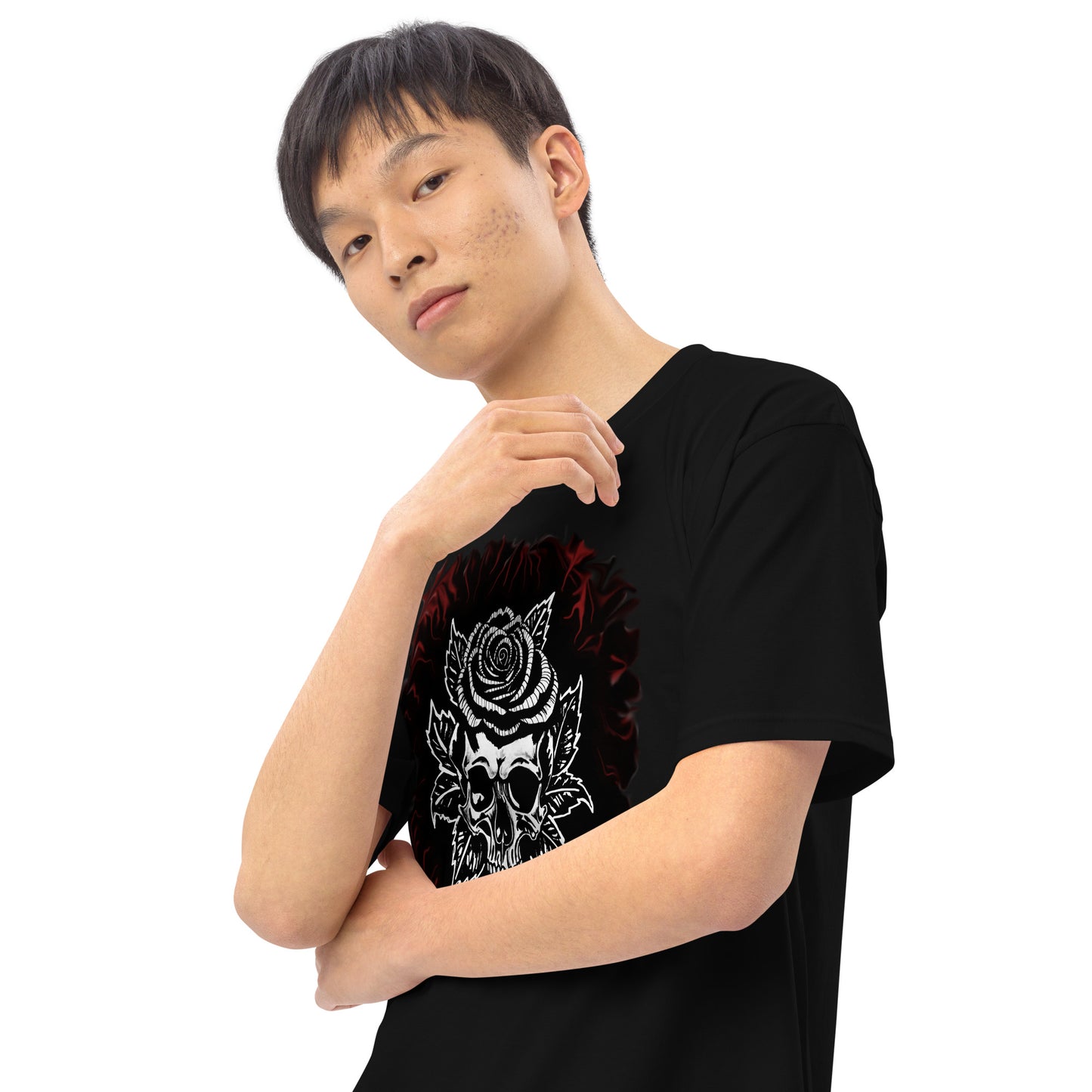 Dark Rose skull Men’s premium heavyweight tee