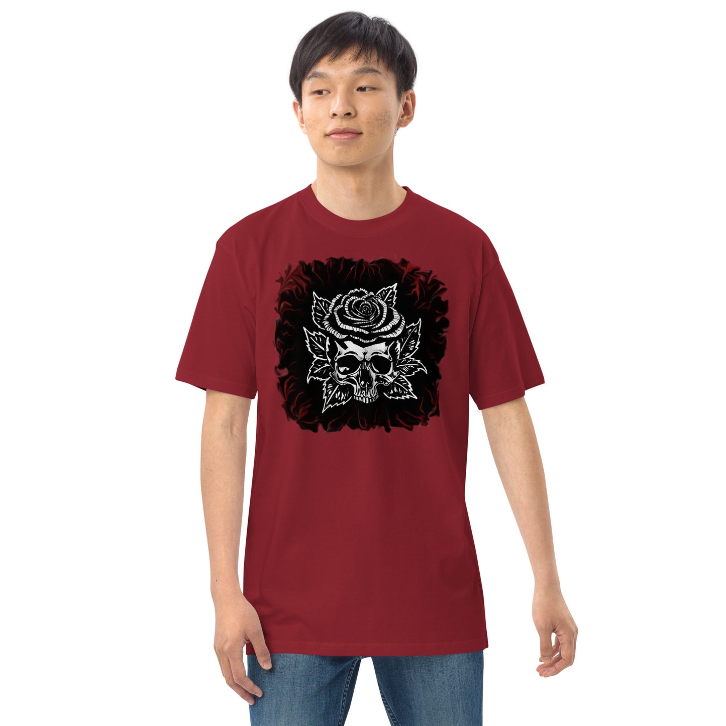 Dark Rose skull Men’s premium heavyweight tee