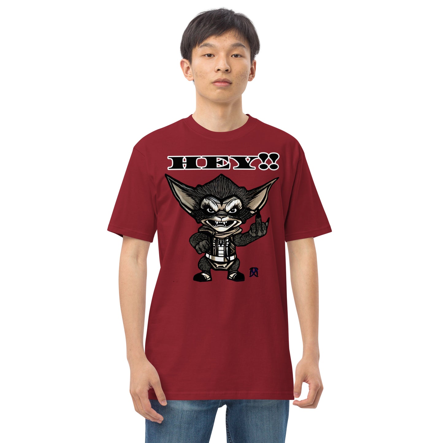 Hey! Men’s premium heavyweight tee
