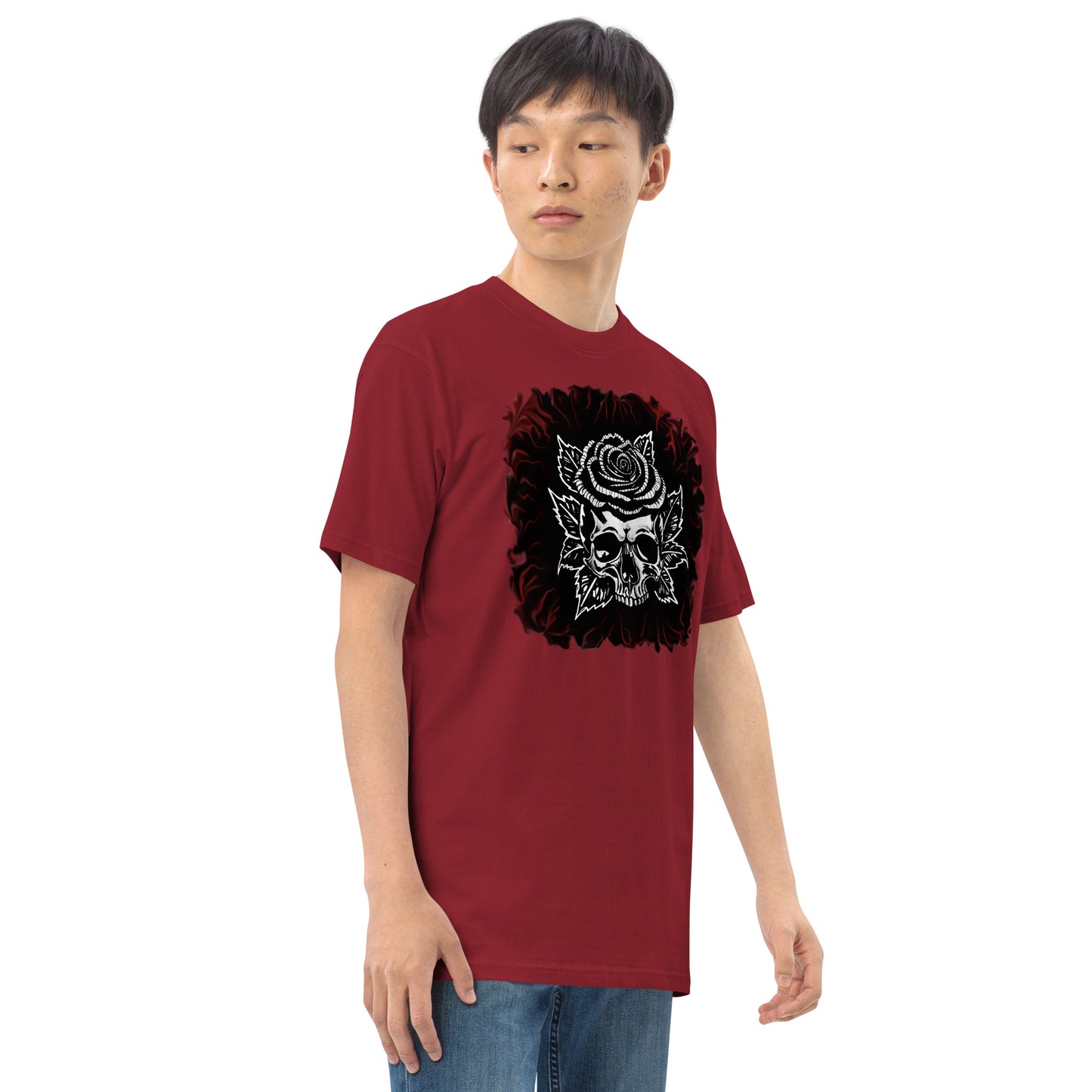 Dark Rose skull Men’s premium heavyweight tee