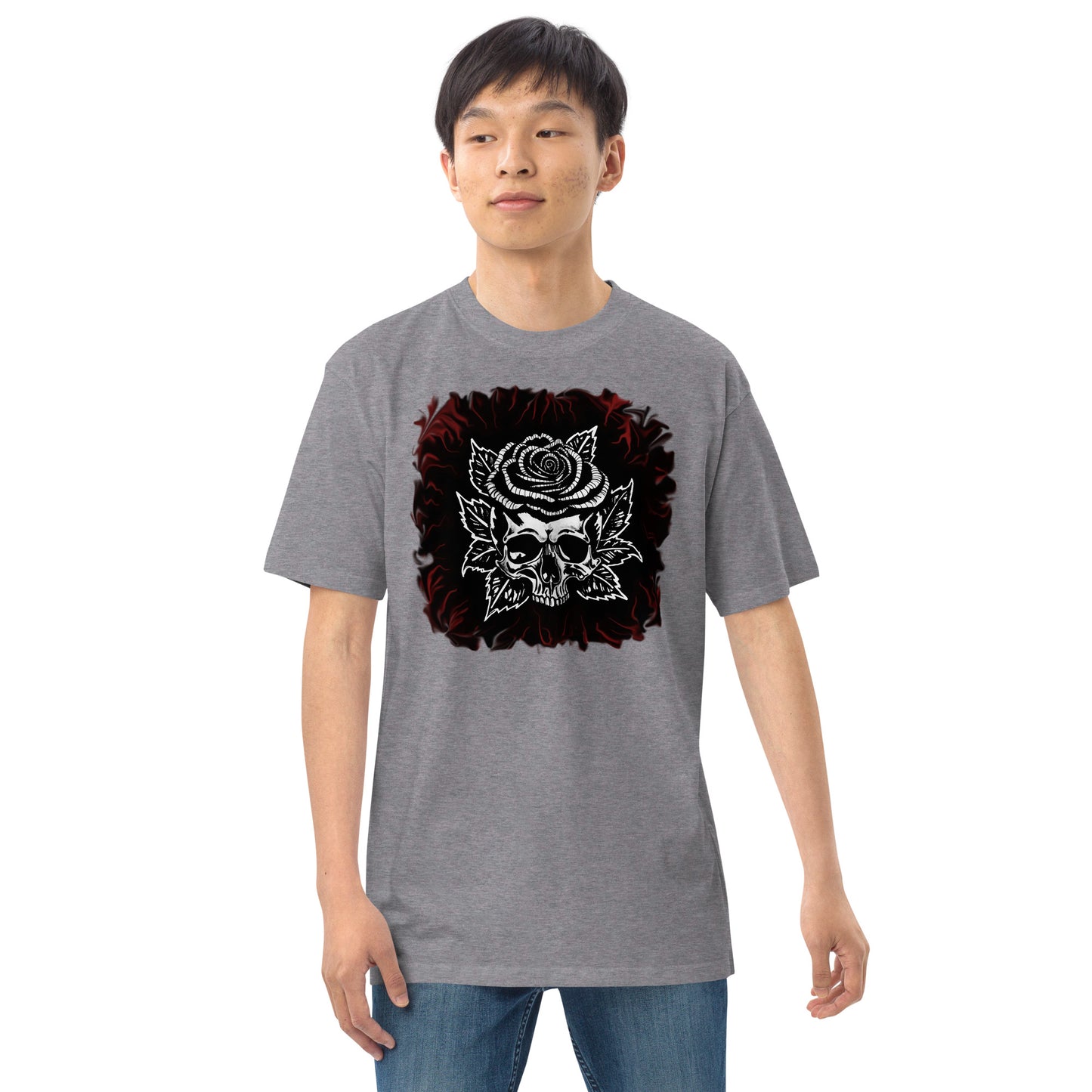 Dark Rose skull Men’s premium heavyweight tee