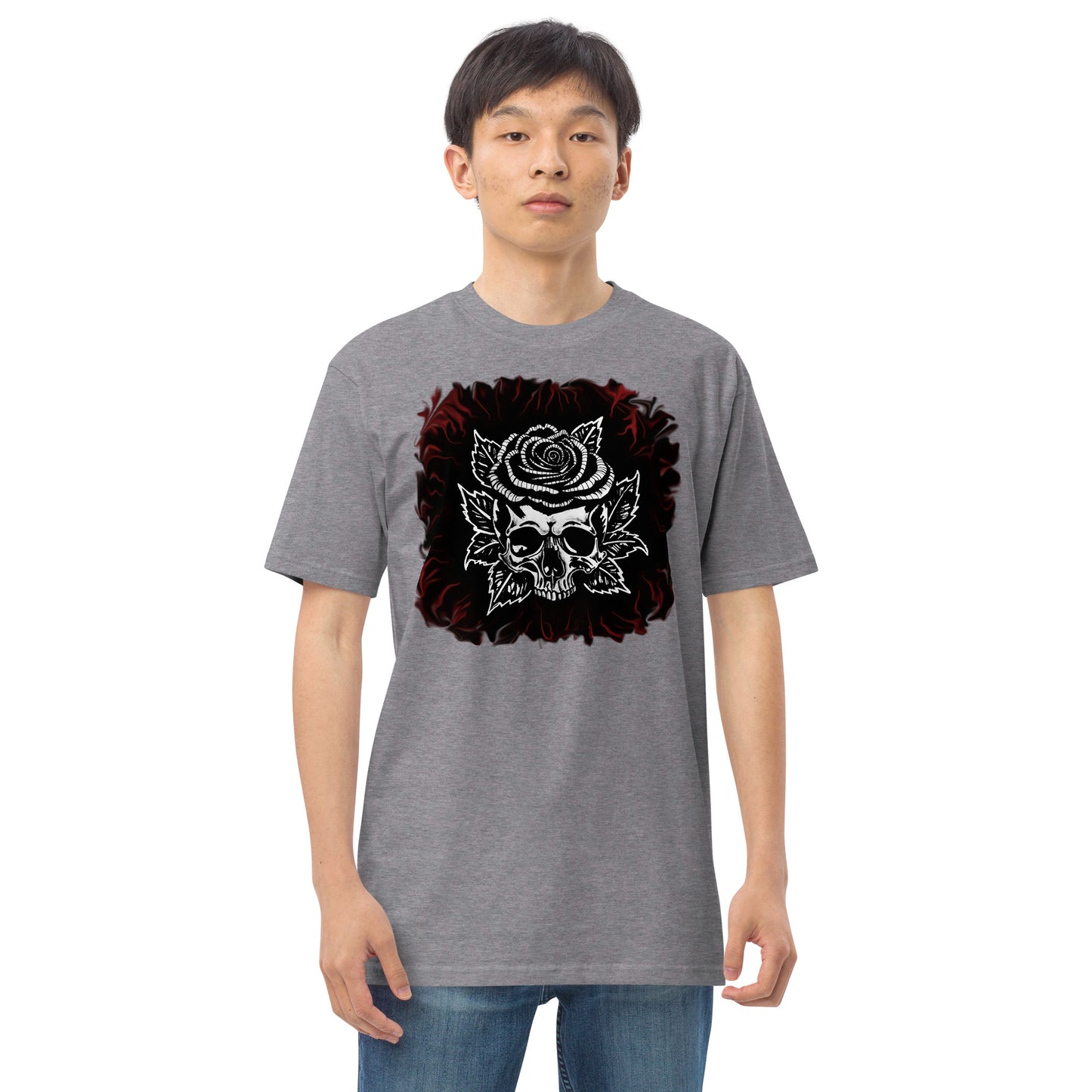 Dark Rose skull Men’s premium heavyweight tee