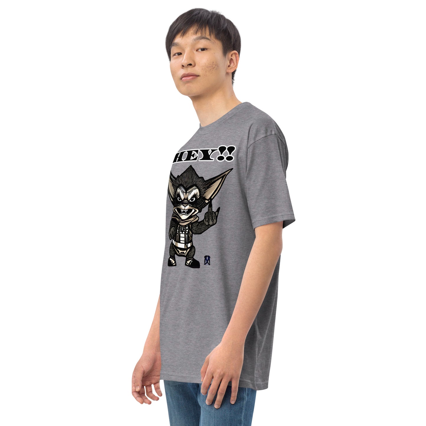 Hey! Men’s premium heavyweight tee