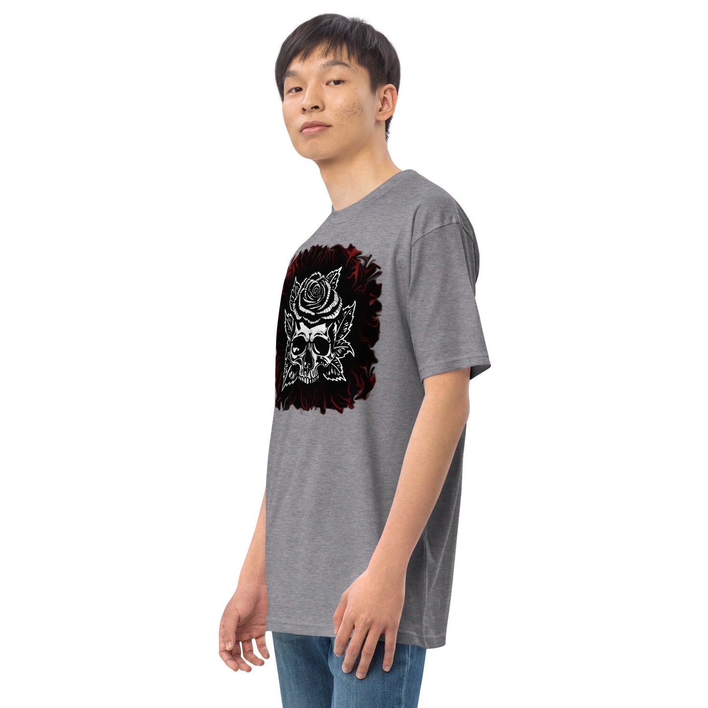 Dark Rose skull Men’s premium heavyweight tee