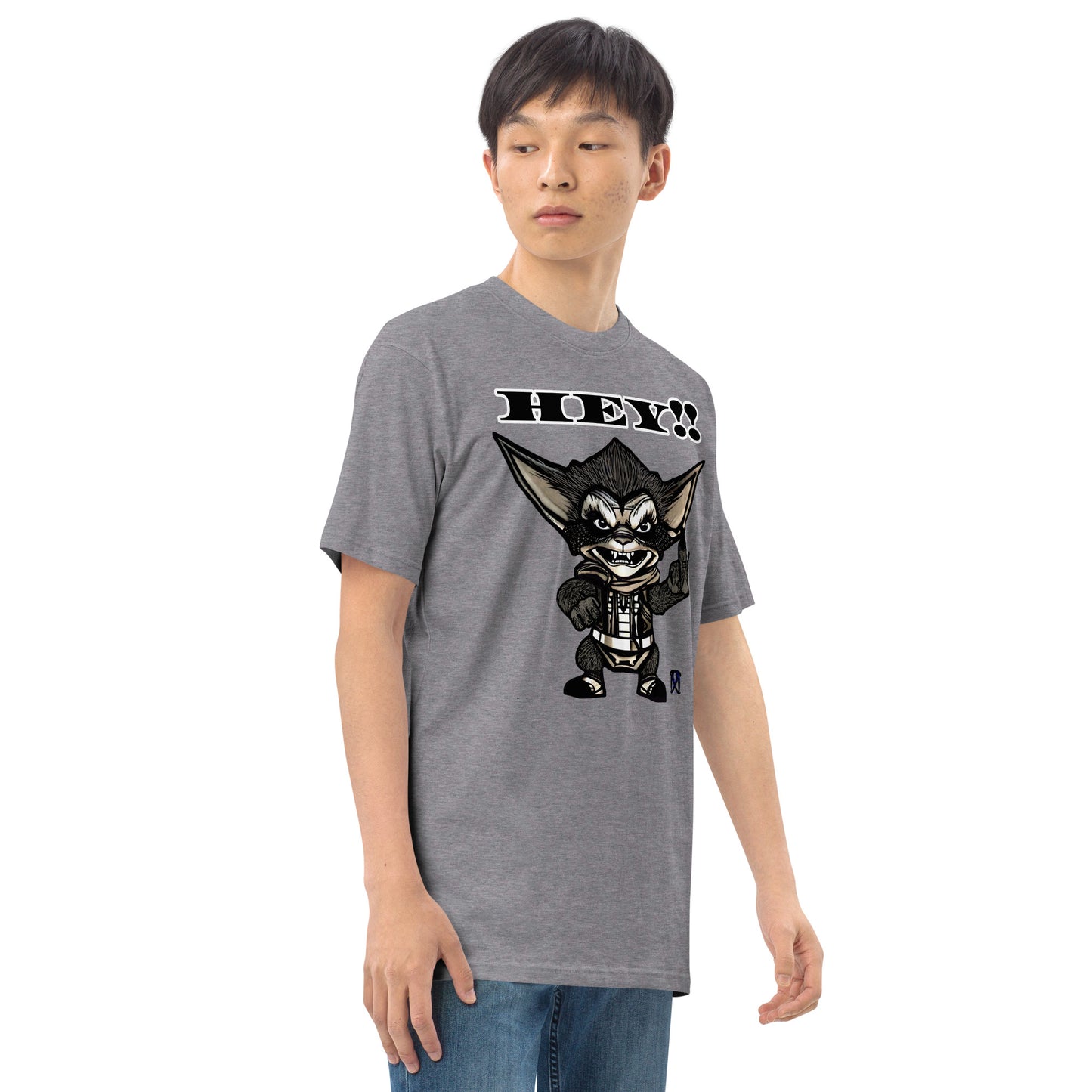 Hey! Men’s premium heavyweight tee