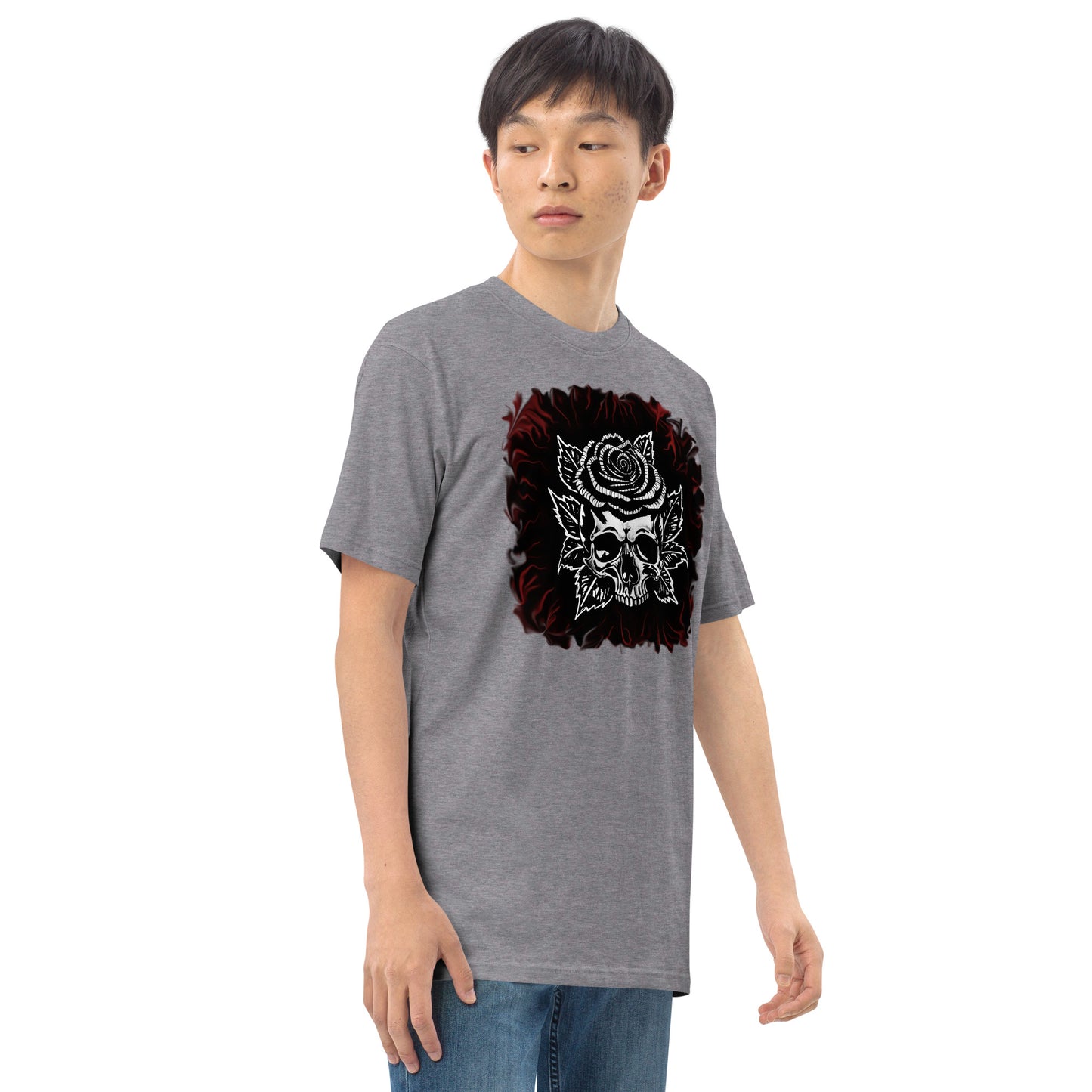 Dark Rose skull Men’s premium heavyweight tee