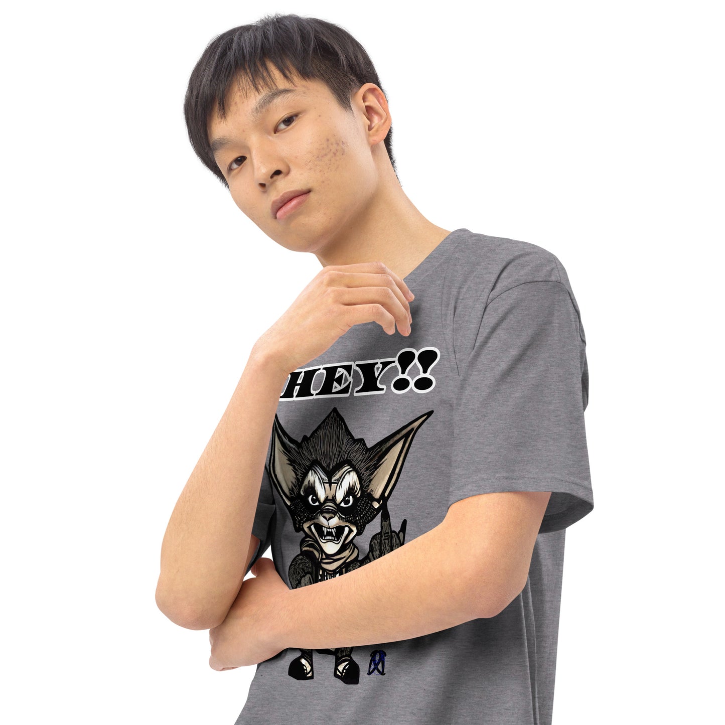 Hey! Men’s premium heavyweight tee