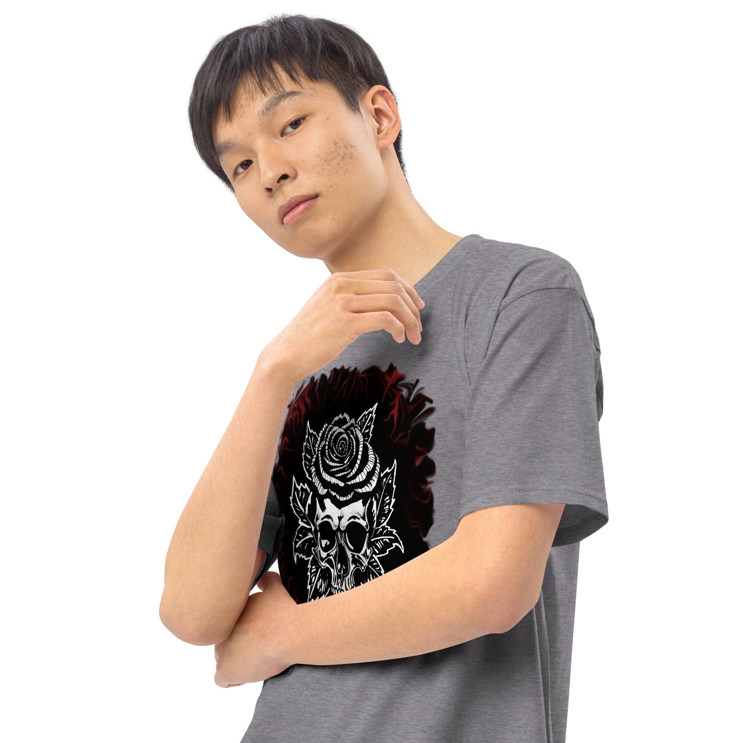 Dark Rose skull Men’s premium heavyweight tee