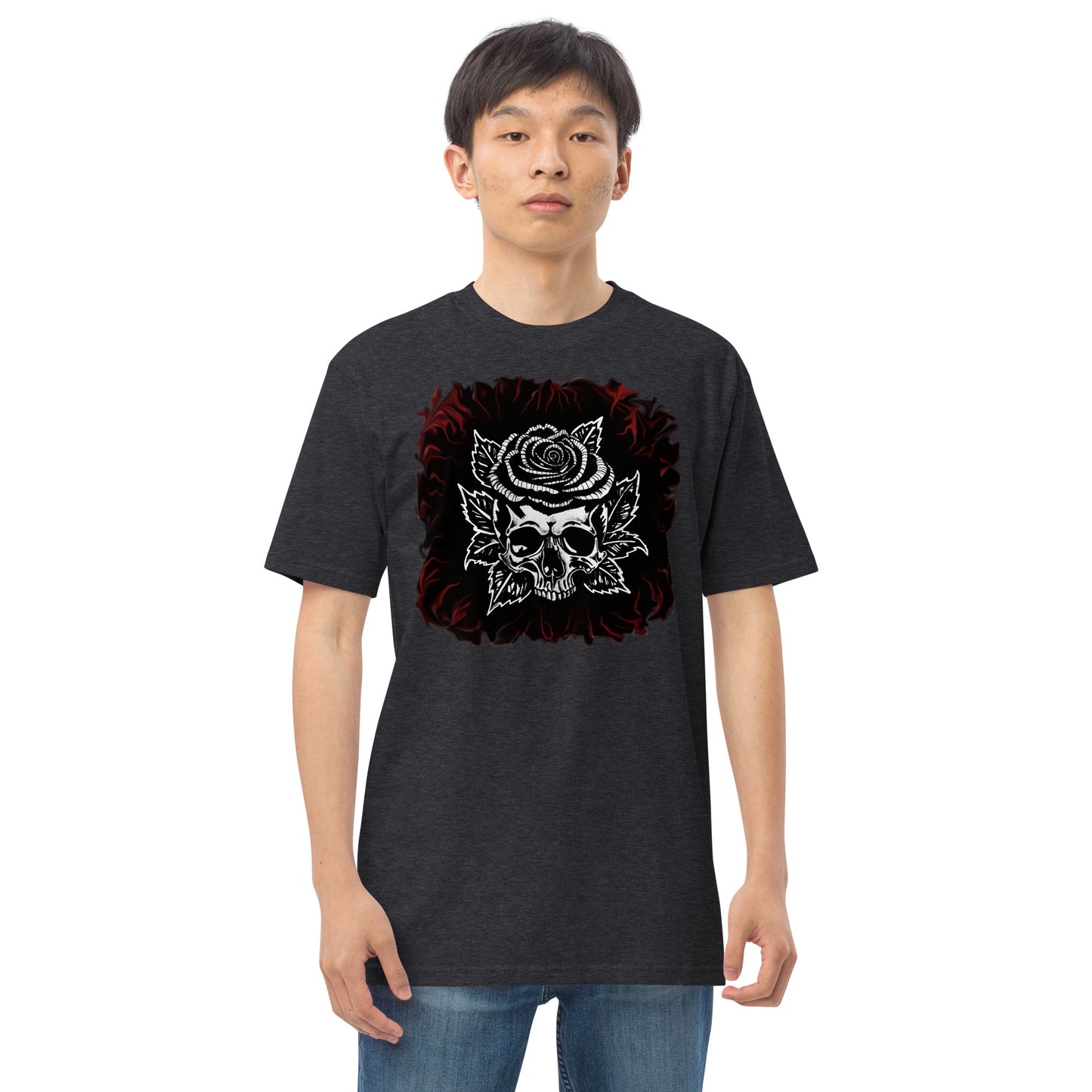 Dark Rose skull Men’s premium heavyweight tee