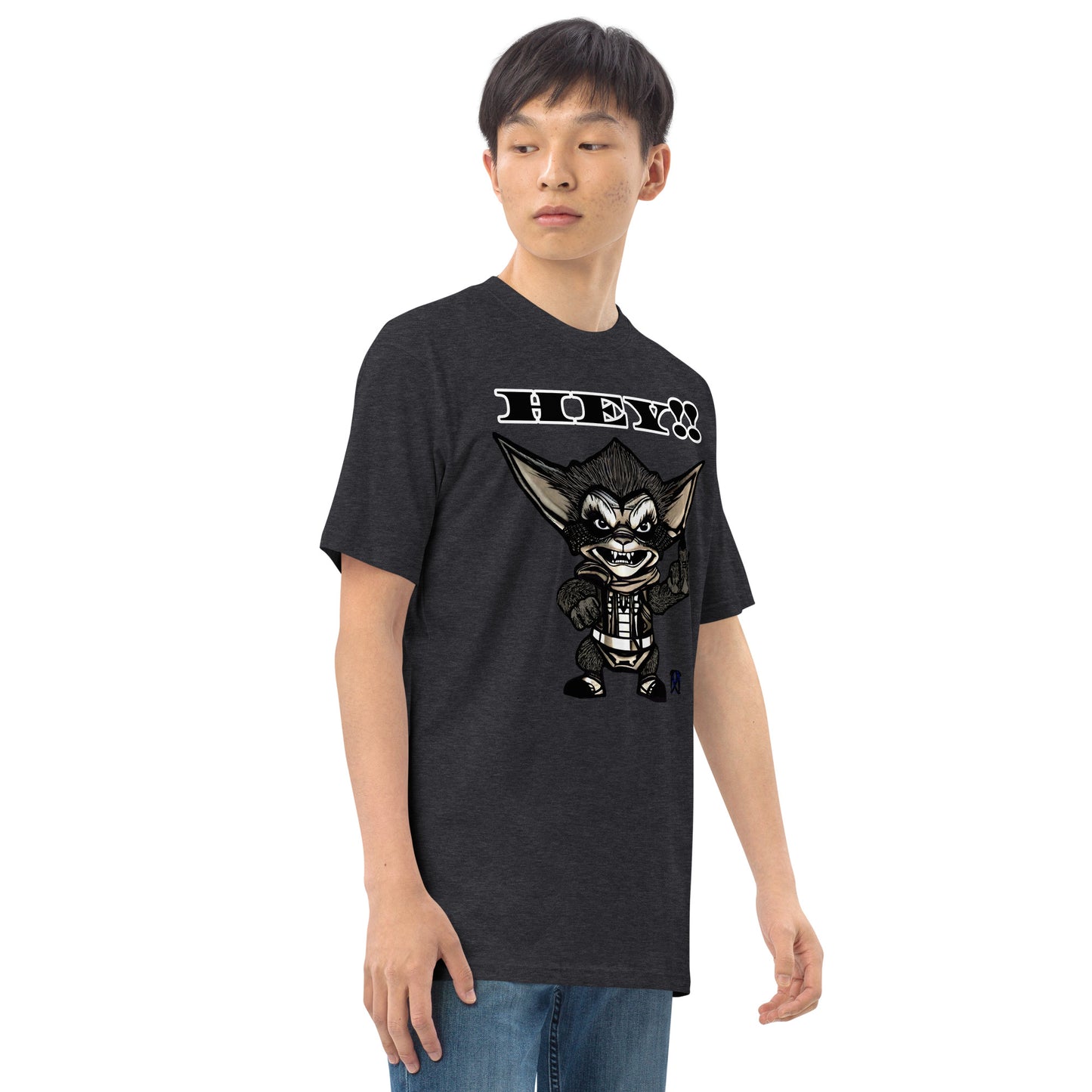 Hey! Men’s premium heavyweight tee