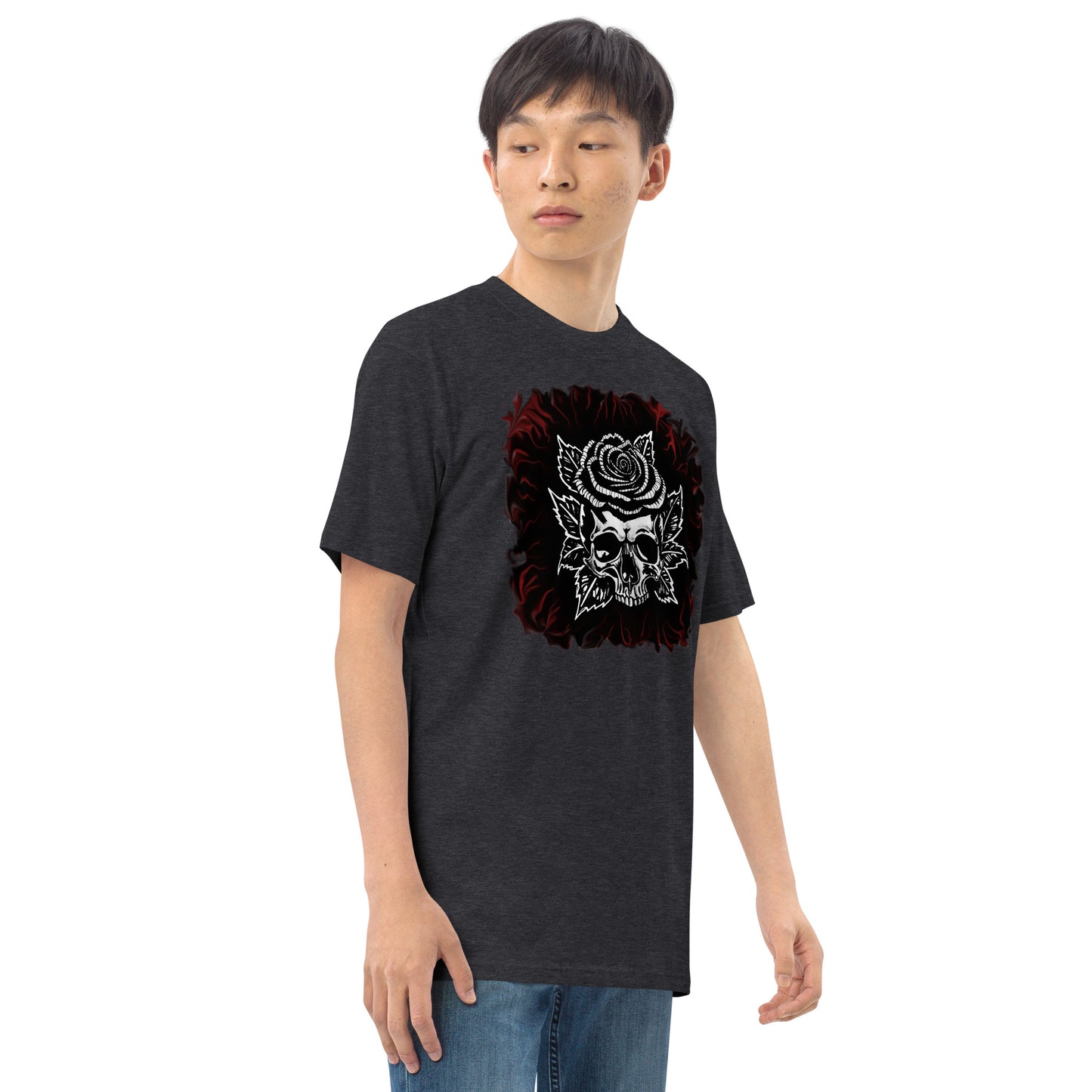 Dark Rose skull Men’s premium heavyweight tee