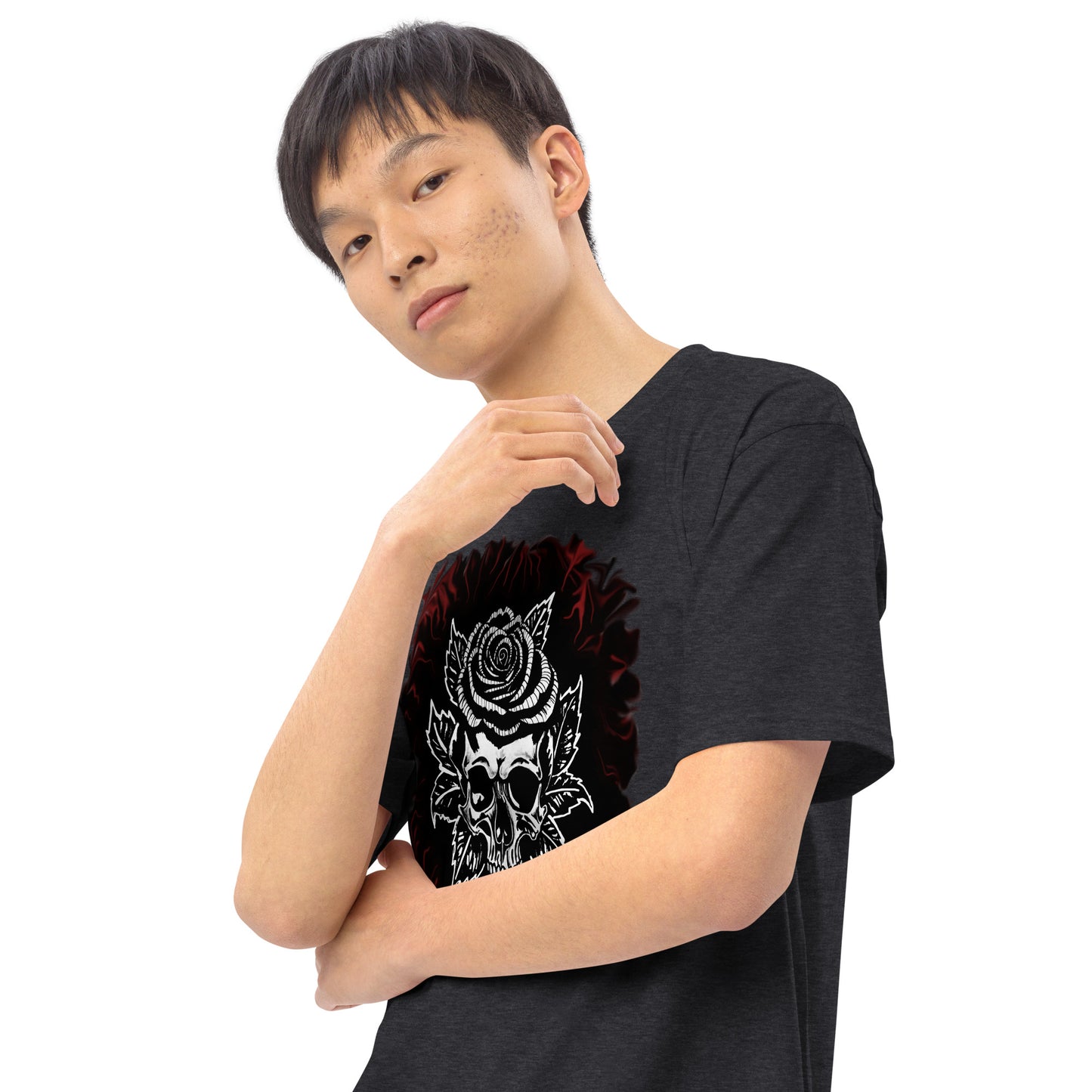 Dark Rose skull Men’s premium heavyweight tee
