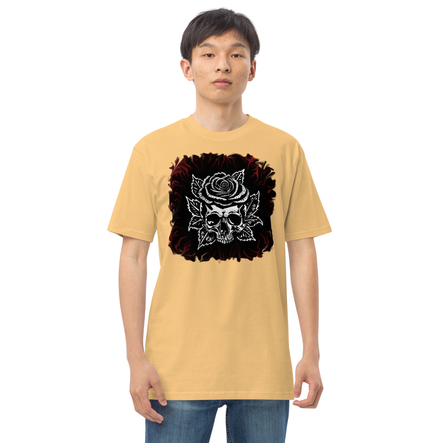 Dark Rose skull Men’s premium heavyweight tee