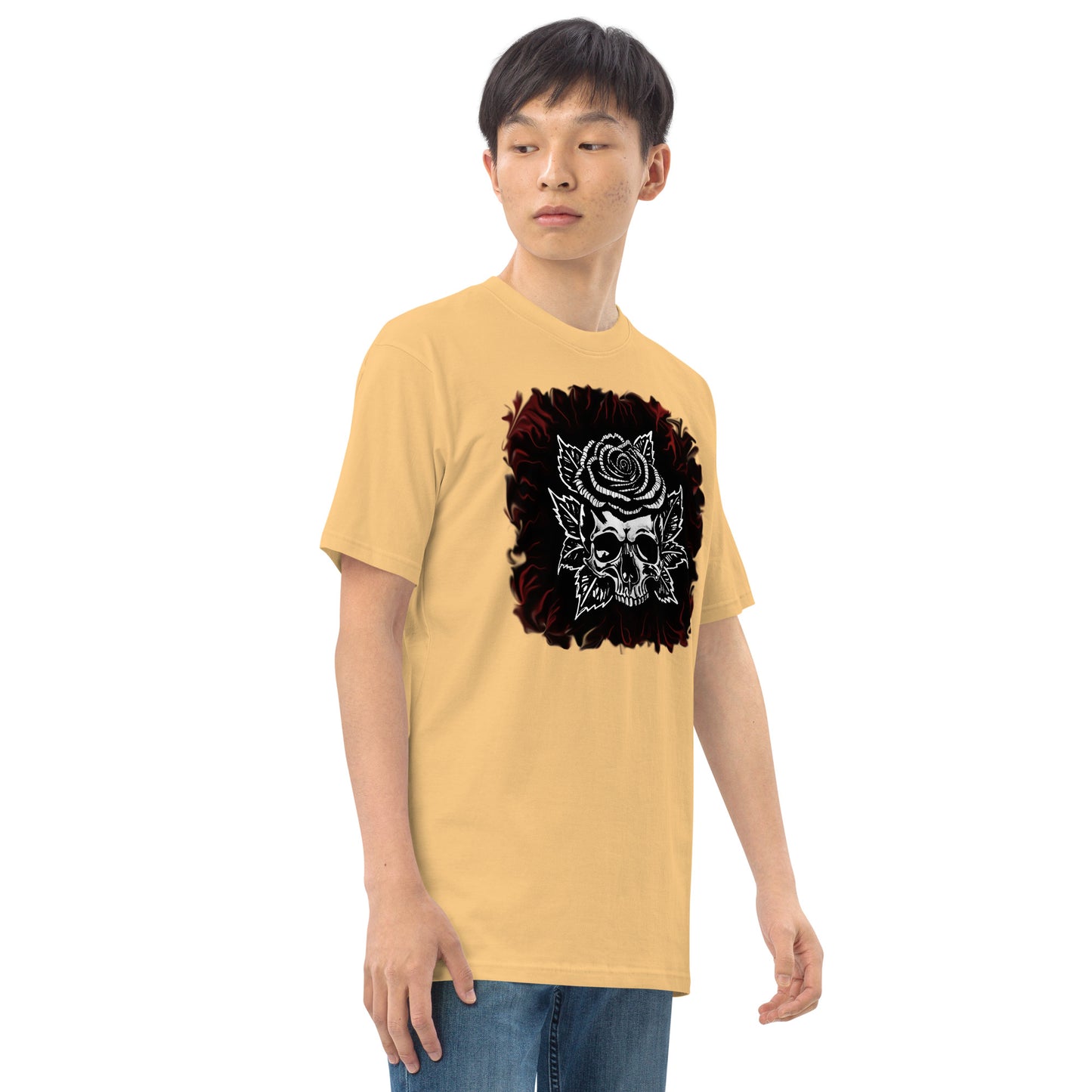 Dark Rose skull Men’s premium heavyweight tee