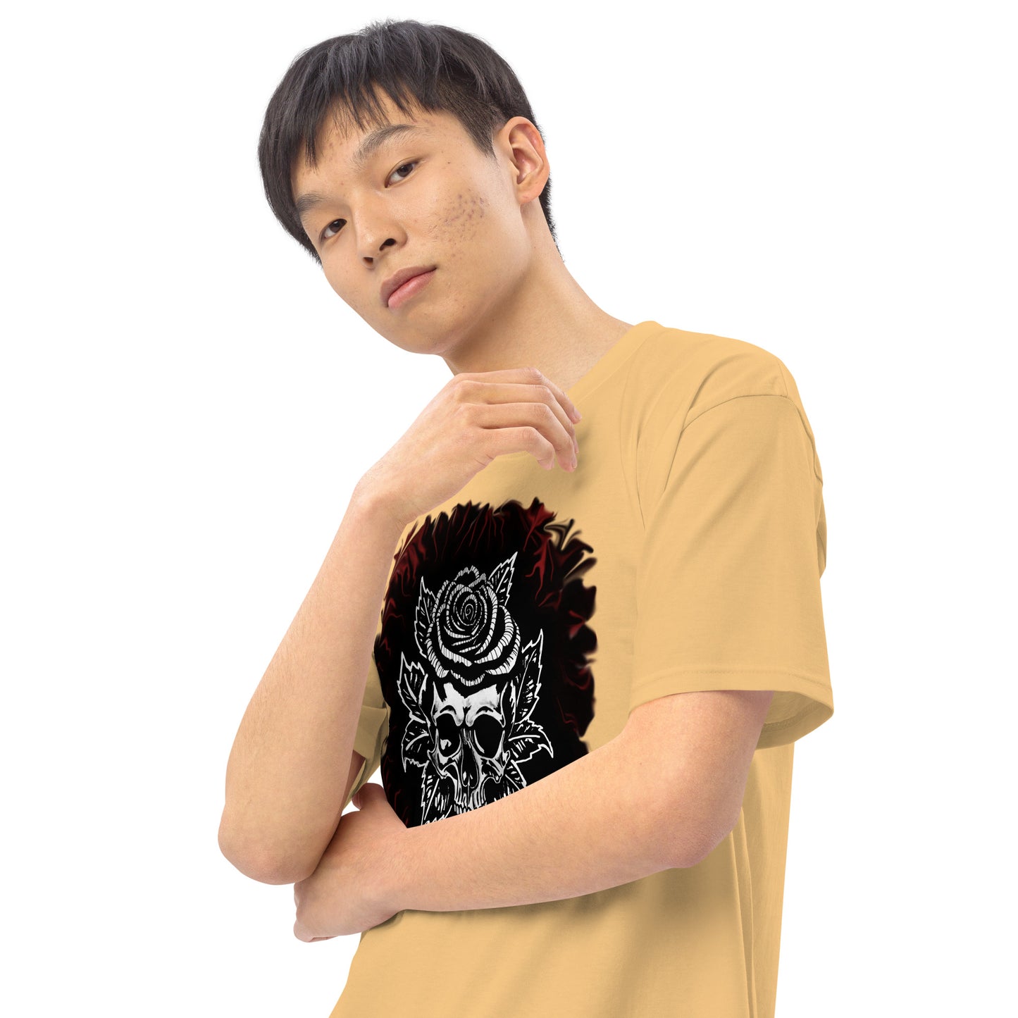 Dark Rose skull Men’s premium heavyweight tee