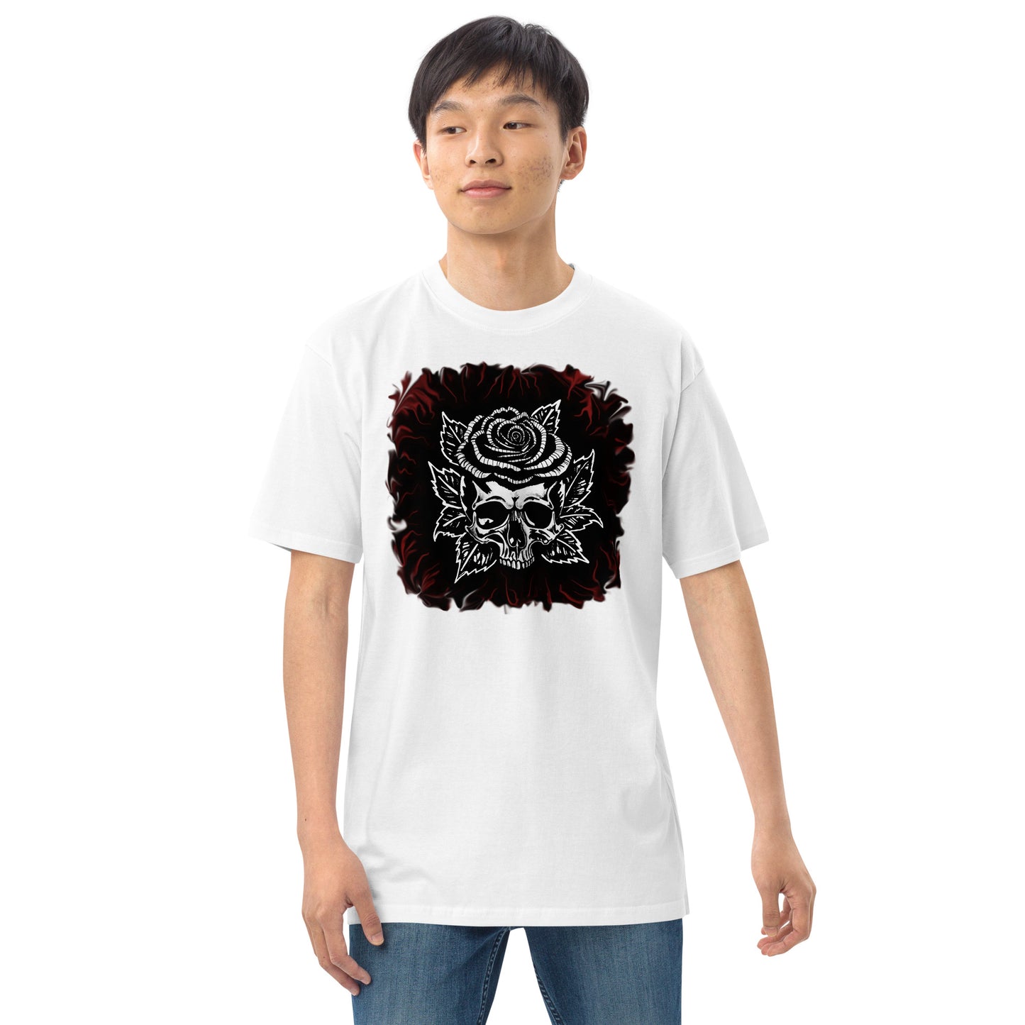 Dark Rose skull Men’s premium heavyweight tee