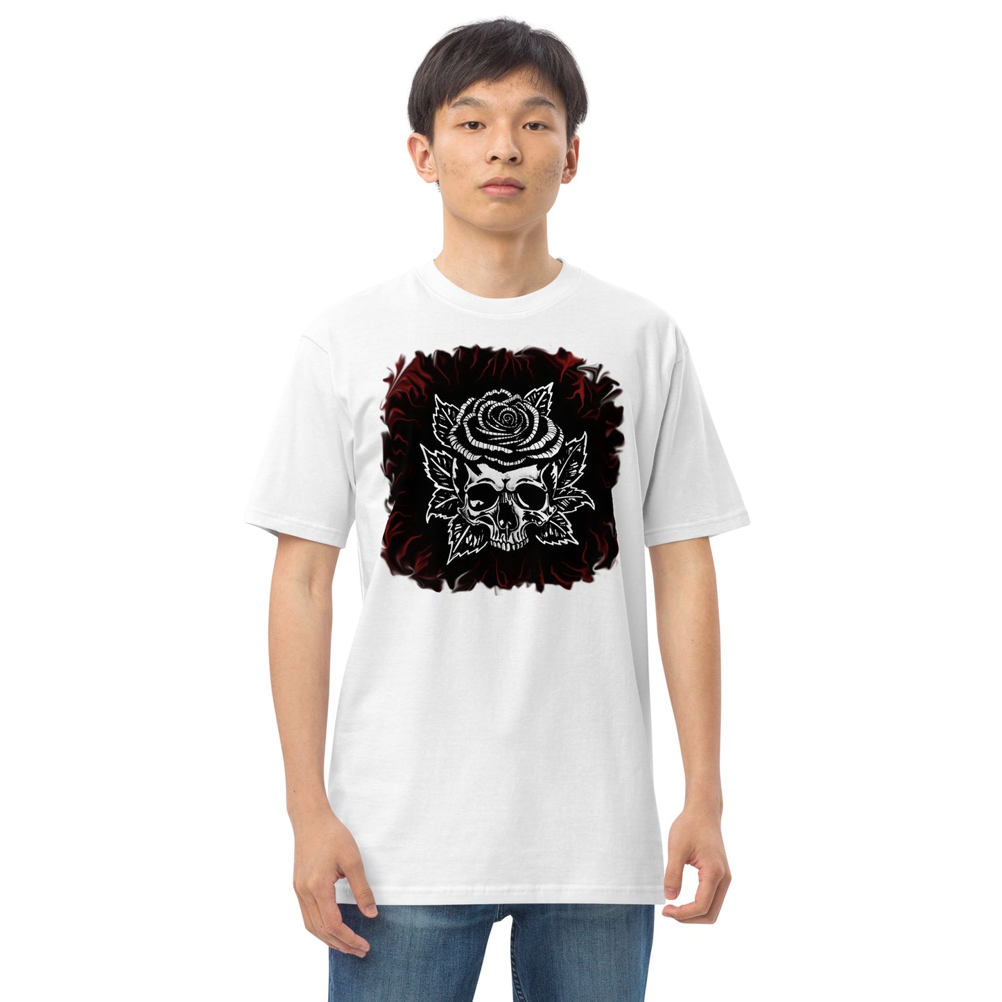 Dark Rose skull Men’s premium heavyweight tee
