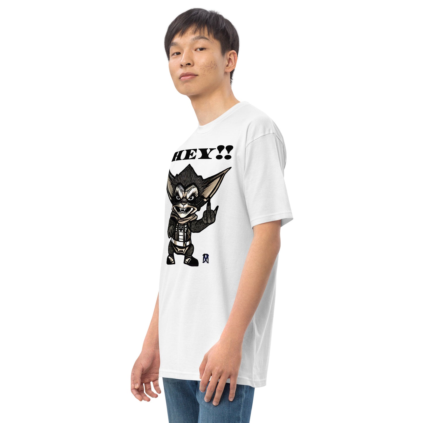 Hey! Men’s premium heavyweight tee