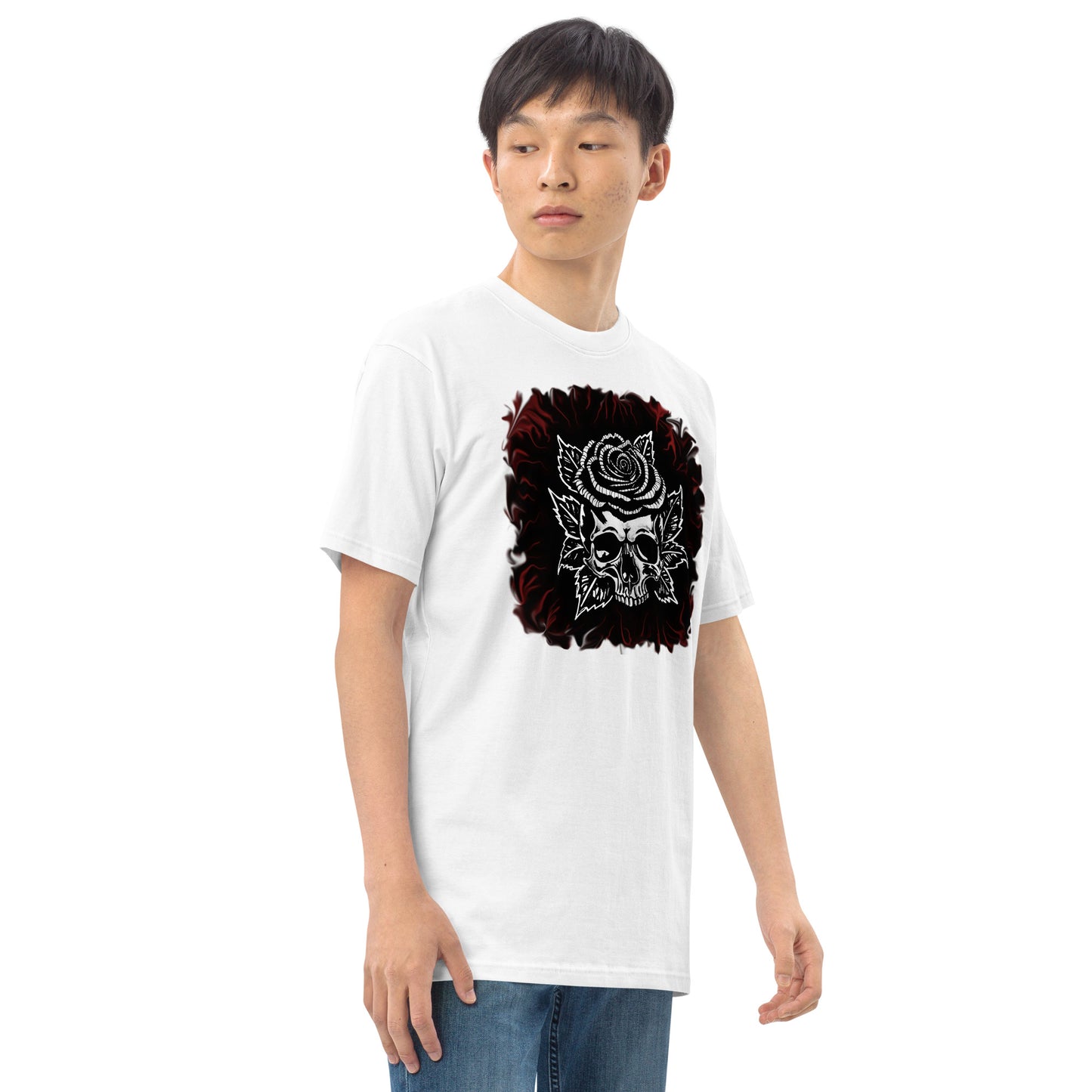 Dark Rose skull Men’s premium heavyweight tee