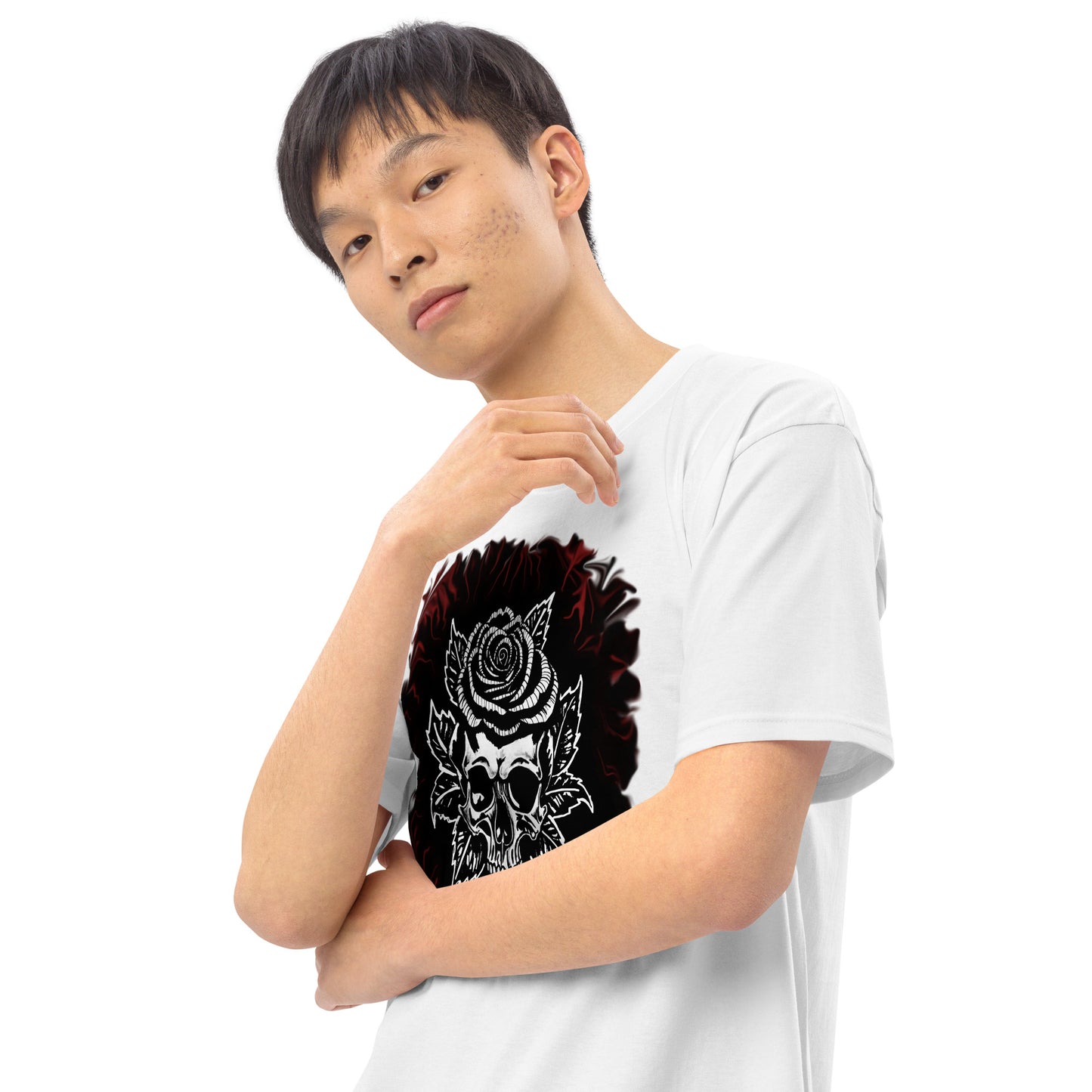 Dark Rose skull Men’s premium heavyweight tee