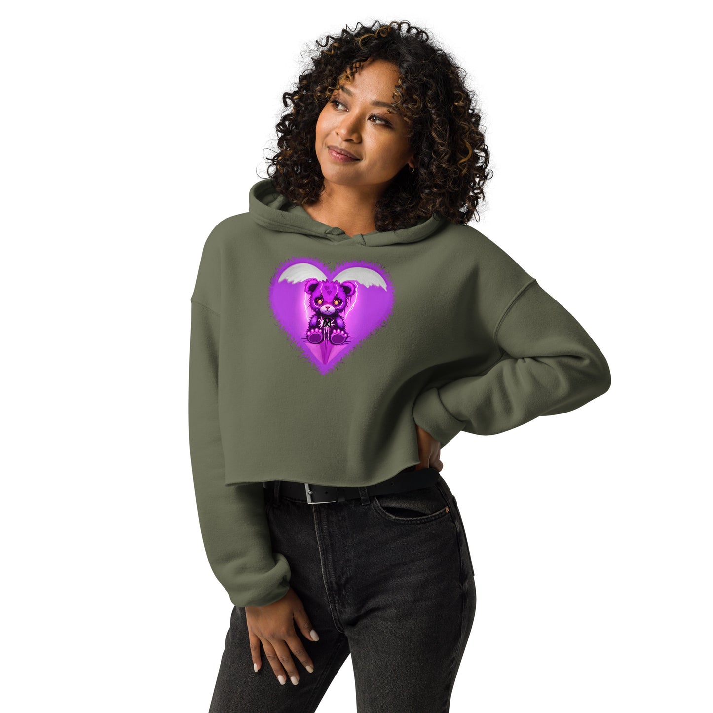 Purp Bear Crop Hoodie