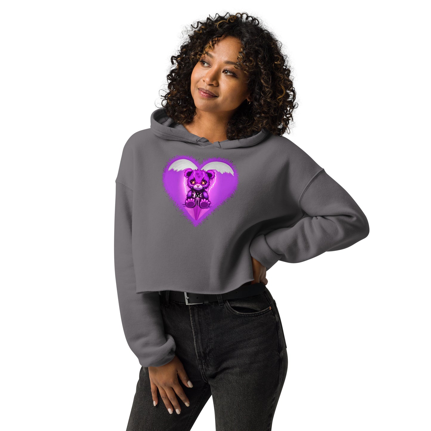 Purp Bear Crop Hoodie