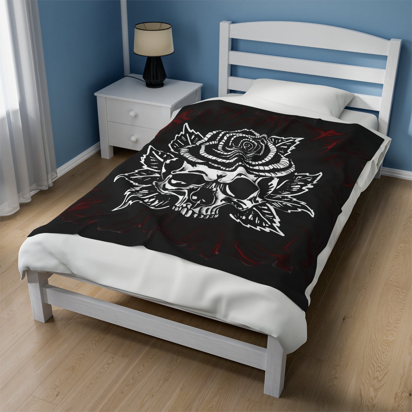 Rose Skull Velveteen Plush Blanket