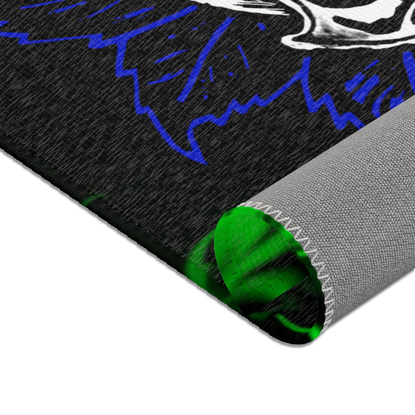 Green Rose Skull Area Rugs